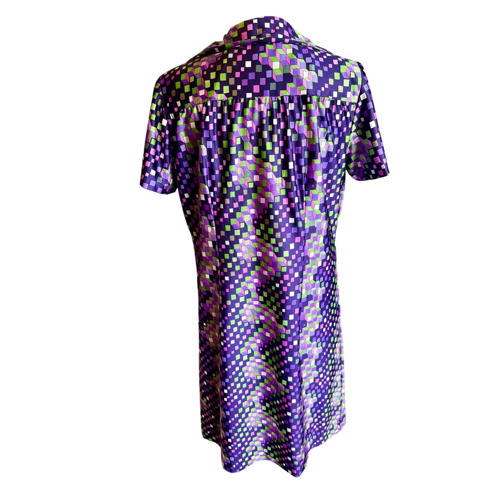 Vintage Vintage 70’s Bright Purple Square Groovy Dress Medium Large Size M / US 6-8 / IT 42-44 - 6 Thumbnail