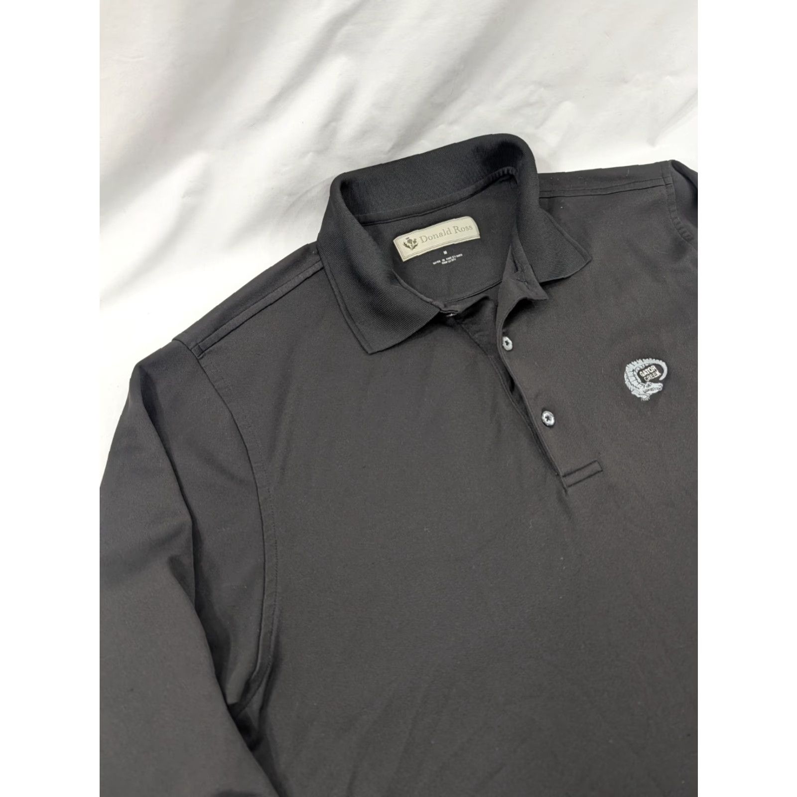 Vintage Donald Ross Polo Shirt Mens Medium Gator Creek Long Sleeve Pullover Black Polyester Blended Fabric Embroidered Logo Button Size US M / EU 48-50 / 2 - 2 Thumbnail