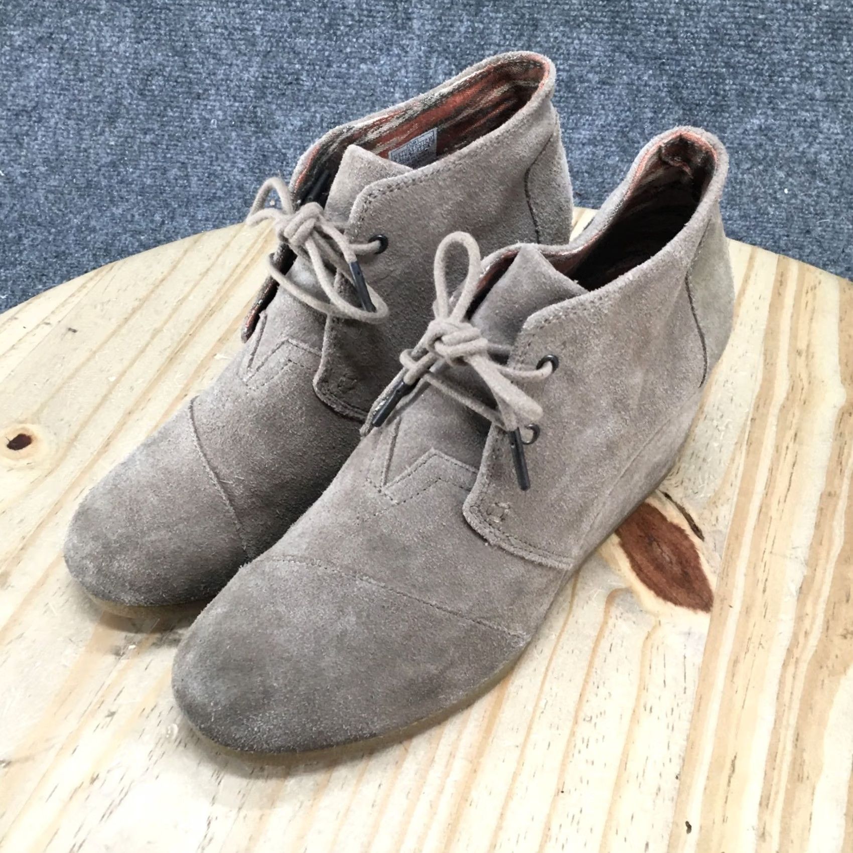 Toms TOMS Boots Womens 9.5 Taupe Desert Wedge Booties Suede Lace Up Comfort Round Toe Casual Everyday Size US 10 / IT 40 - 3 Thumbnail