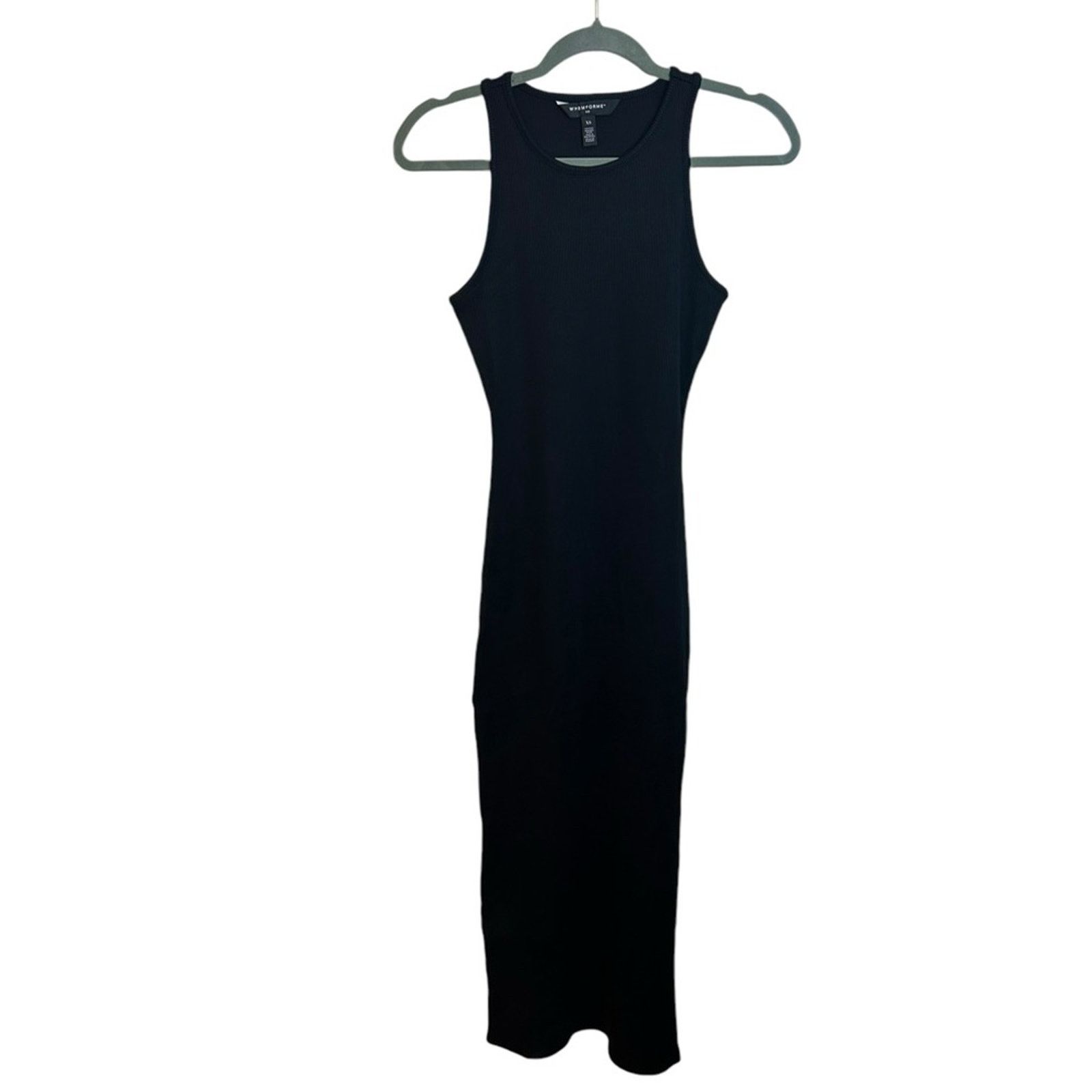 White House Black Market WHBM Forme Scoop Neck Black Ribbed Maxi Dress Size XS / US 0-2 / IT 36-38 - 1 Thumbnail
