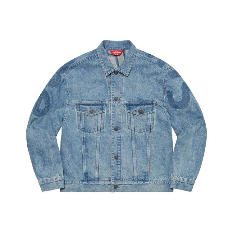 Supreme FW25 JACQUARD LOGOS DENIM TRUCKER JACKET (RIGID INDIGO) (L