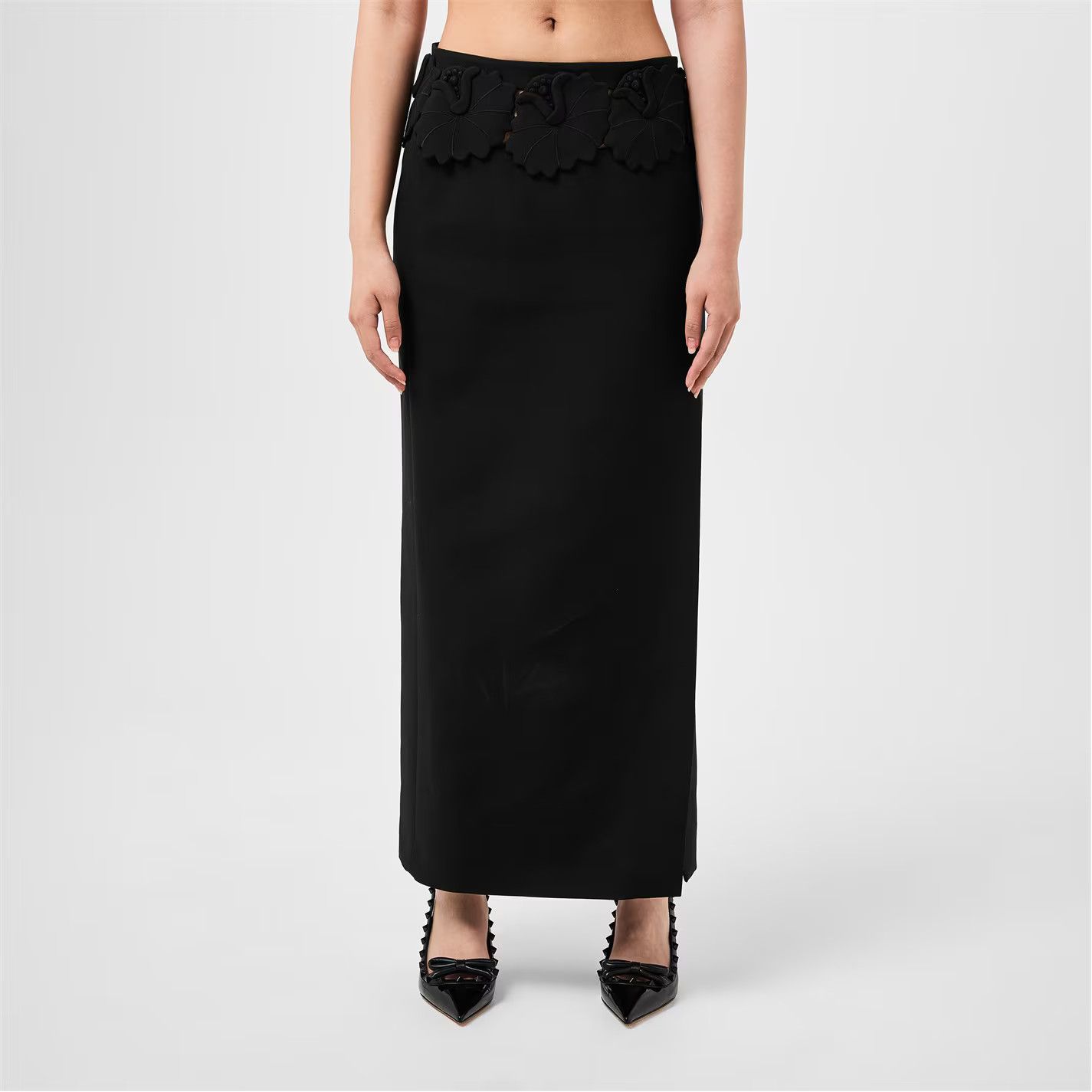 Valentino o1s22i1n0924 Mid-Length Wool Silk Skirt in Black Size 28" / US 6 / IT 42 - 1 Thumbnail