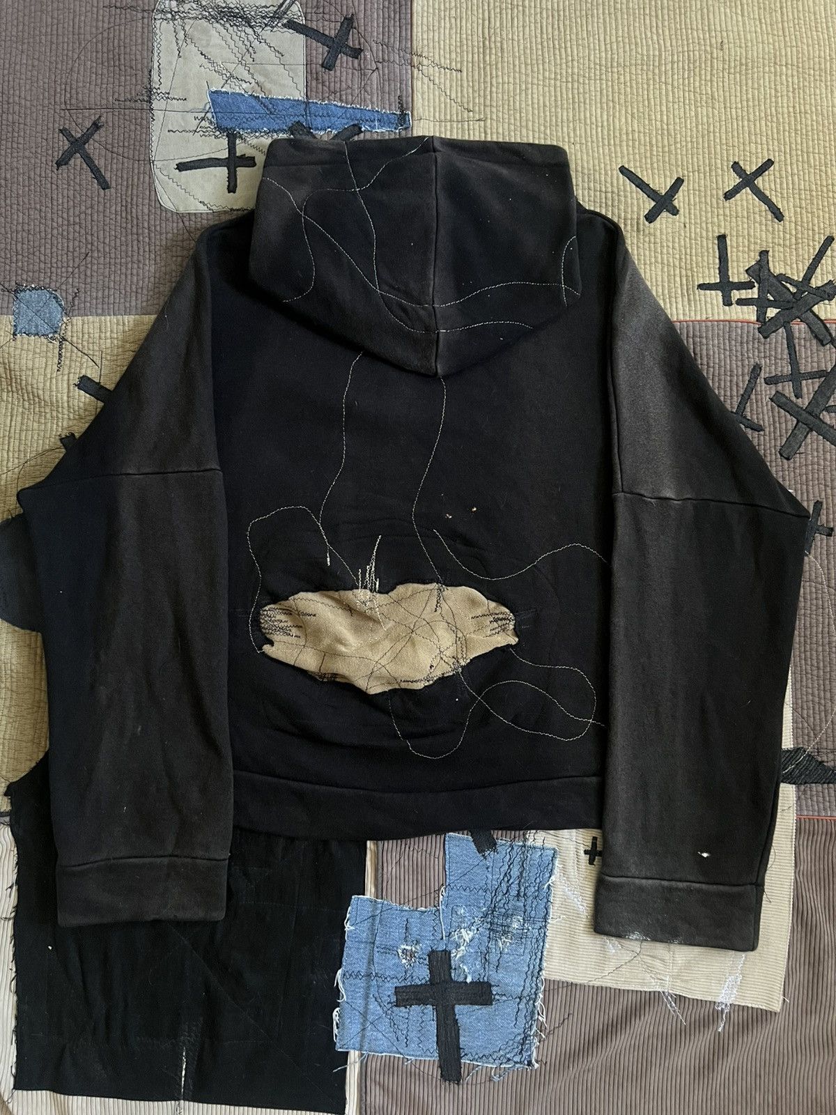 Other 1/1 Faded DARKPULL Patchwork Hoodie Half Zip like Kapital Size US XL / EU 56 / 4 - 12 Thumbnail
