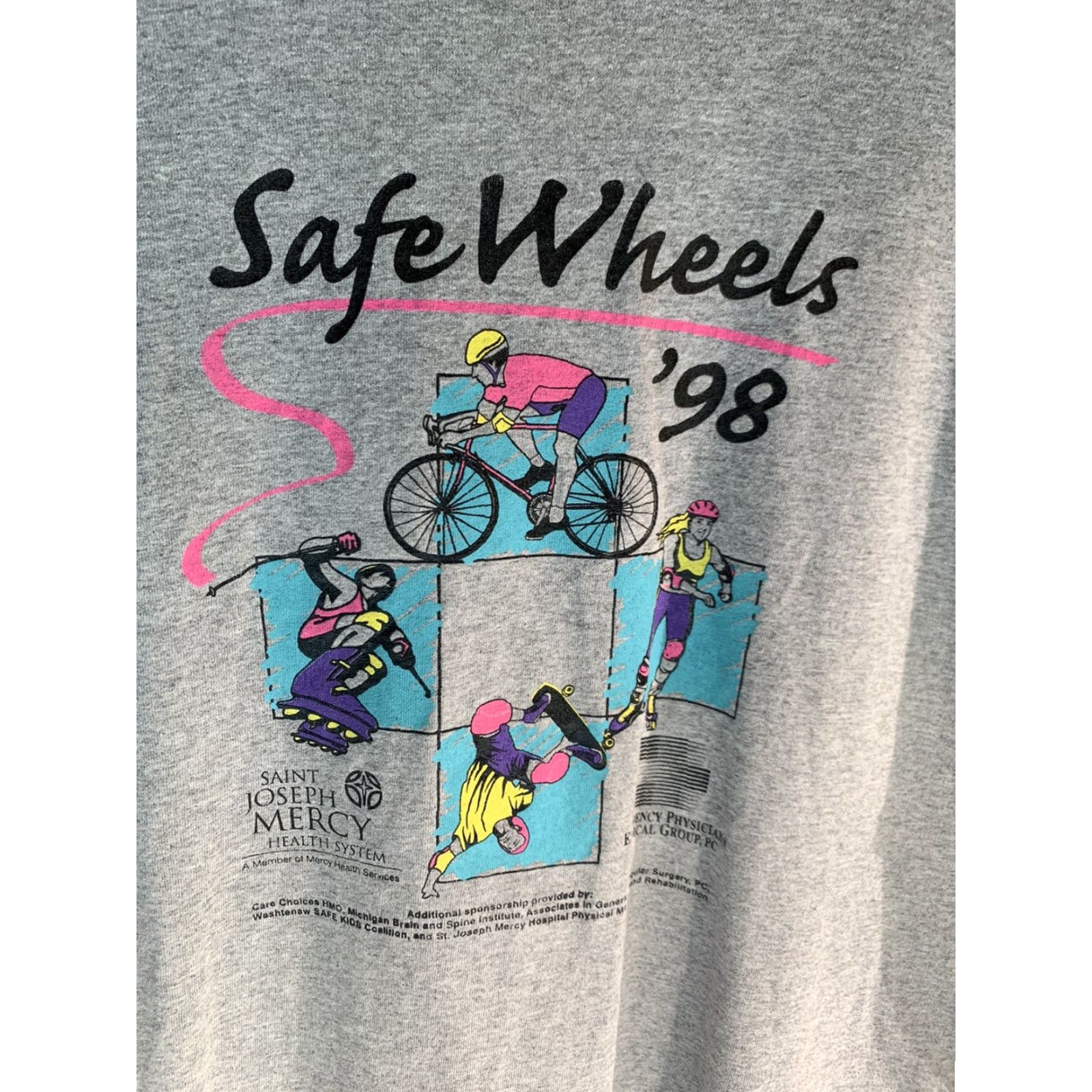 Joseph VINTAGE 1998 SAFE WHEELS T SHIRT Large Gray Mens Skateboard Saint Joseph Mercy Michigan Shirt Size US L / EU 52-54 / 3 - 2 Thumbnail
