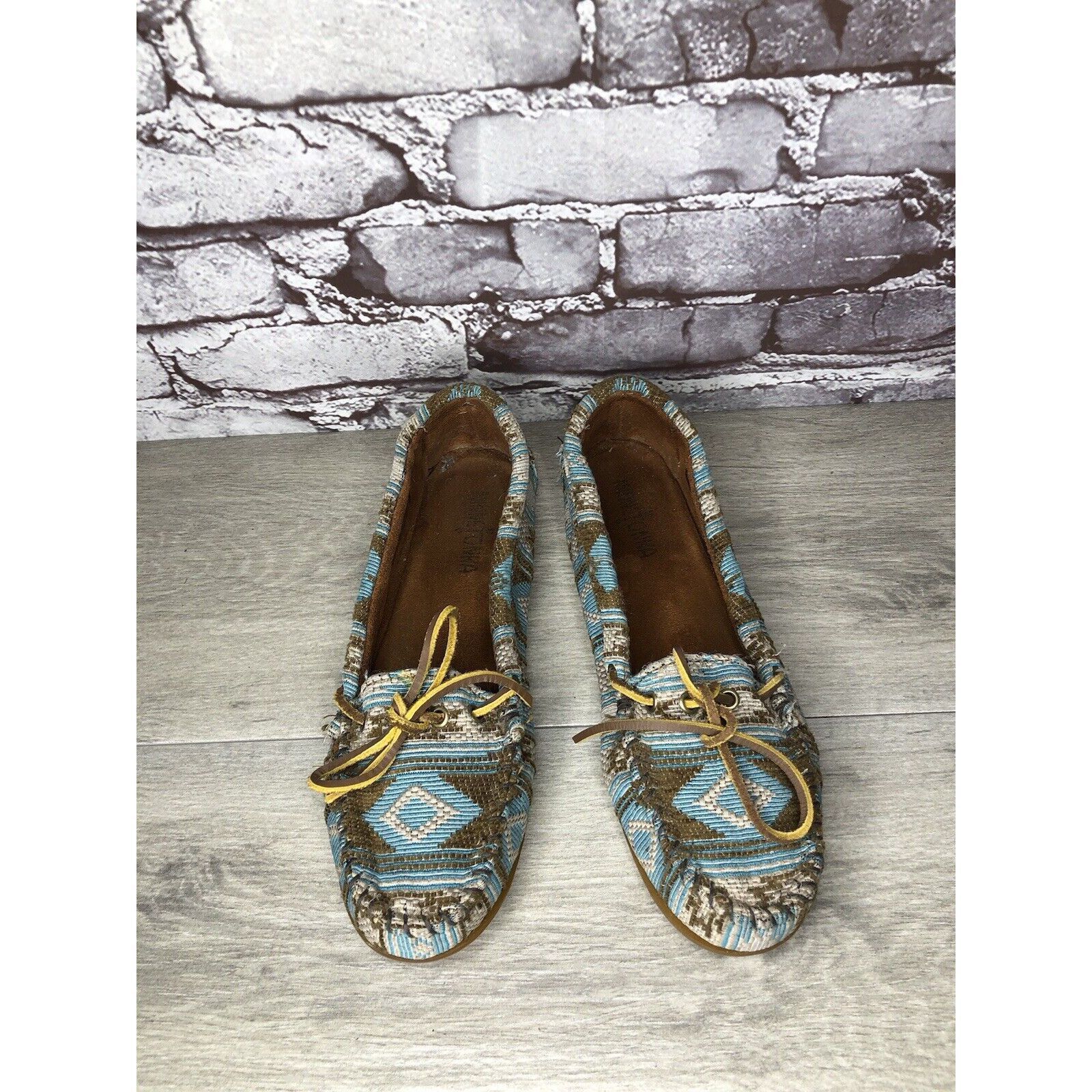 Minnetonka Minnetonka Blue Aztec Southwest Lace Bow Moccasins Shoes Wom Size US 9 / IT 39 - 17 Thumbnail