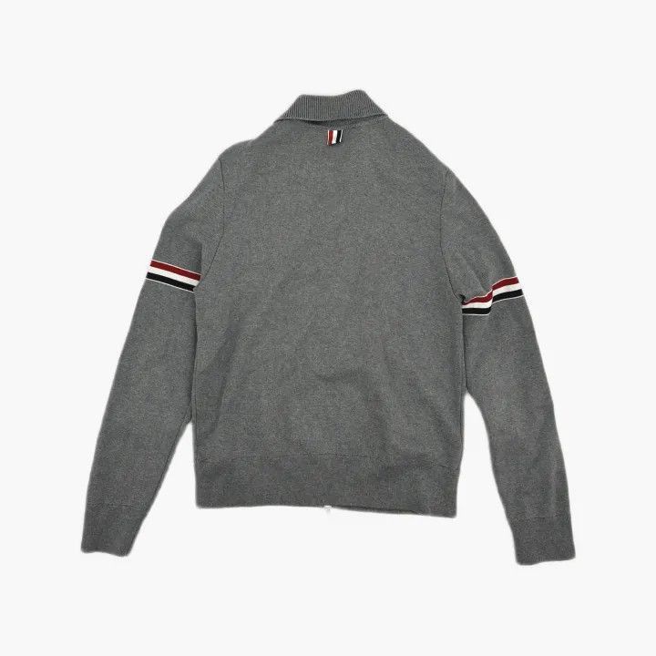 Thom Browne Gray Zip Collar Knit Sweater -2507