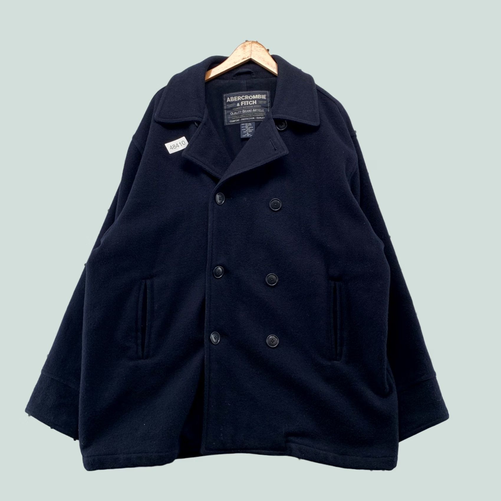 Abercrombie & Fitch Abercrombie & Fitch Wool Peacoat Men L Navy Blue Thick Heavy Double Breasted Vintage Regular Coat Size US L / EU 52-54 / 3 - 1 Thumbnail