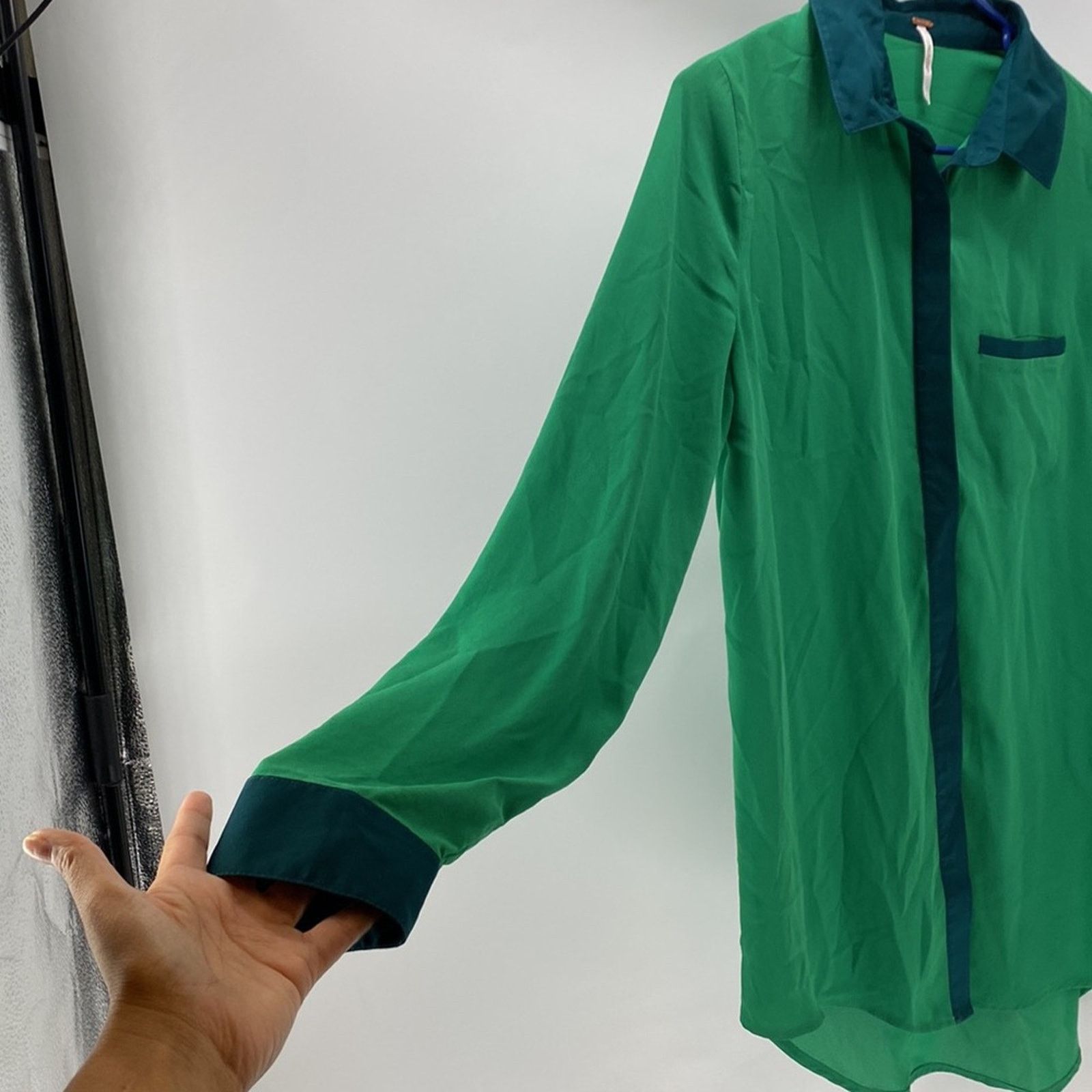 Free People Free People Two Tone Green Tunic Shirt longline size S Size S / US 4 / IT 40 - 7 Thumbnail