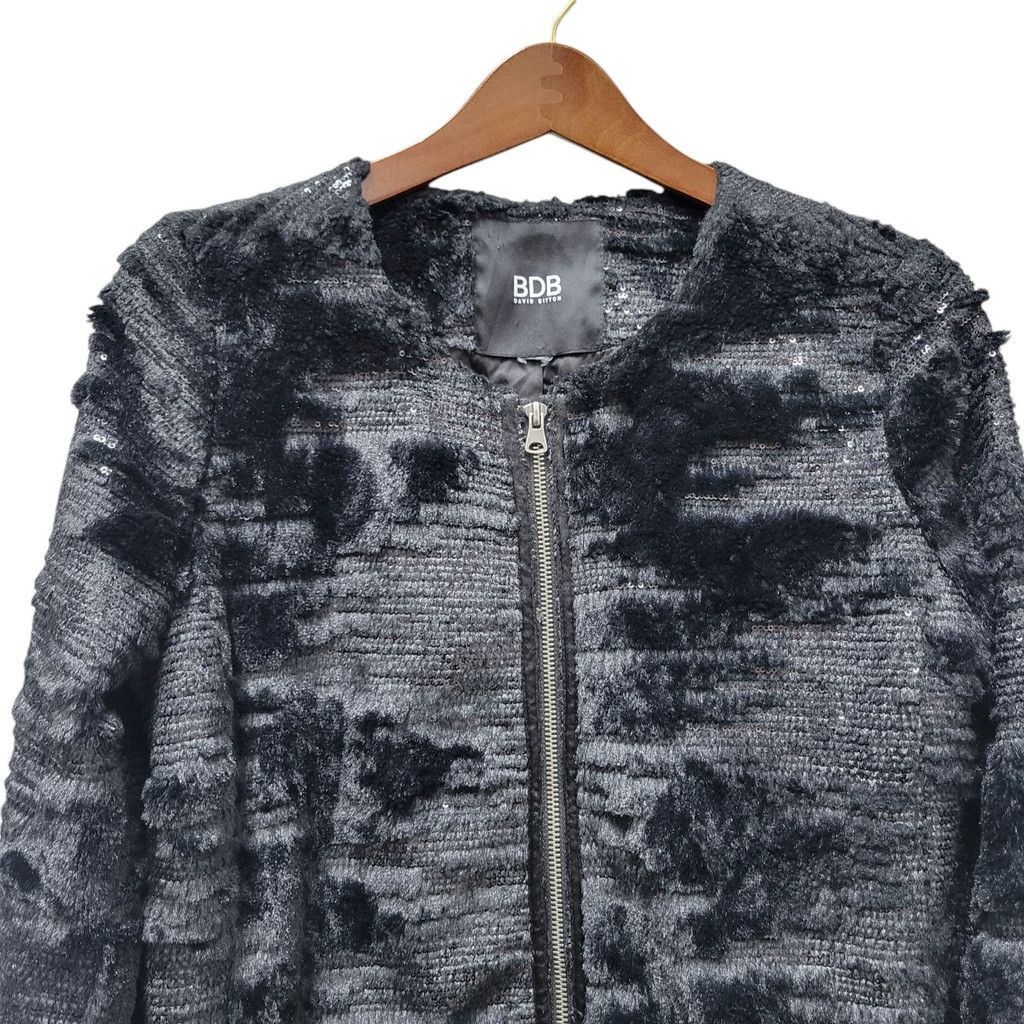 Buffalo David Bitton BDB Buffalo David Bitton Womens Medium Black Faux Fur Sequin Size L / US 10 / IT 46 - 6 Thumbnail