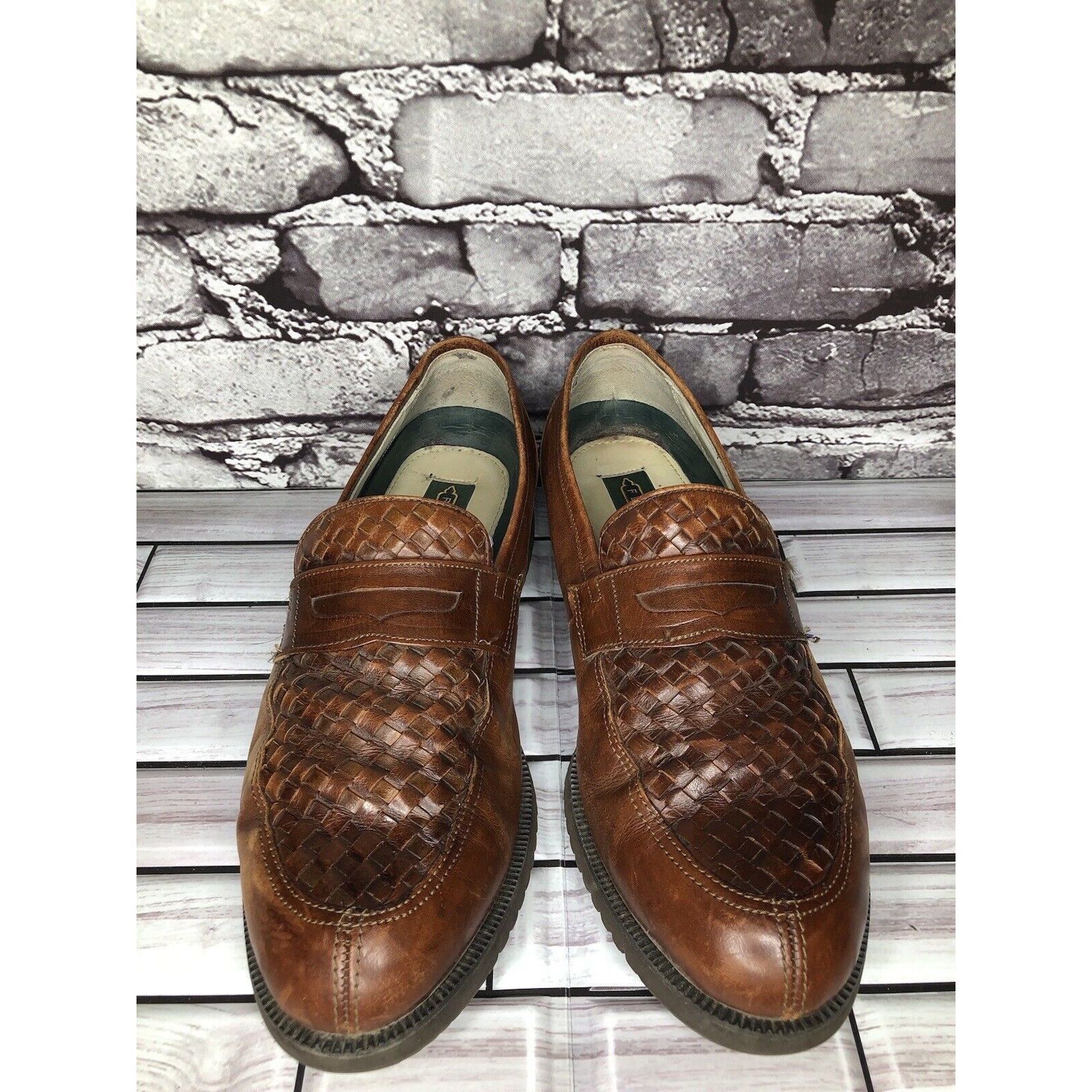Florsheim Florsheim Vibram Brown Leather Woven Hand Sewn Dress Loafers Size US 9.5 / EU 42-43 - 17 Thumbnail
