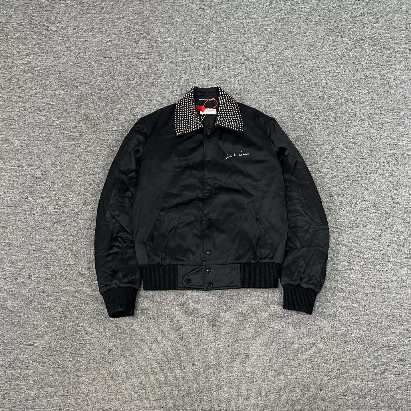 Saint Laurent Paris Saint Laurent Rhinestone Lapel Satin Baseball Jacket Size US S / EU 44-46 / 1 - 1 Thumbnail