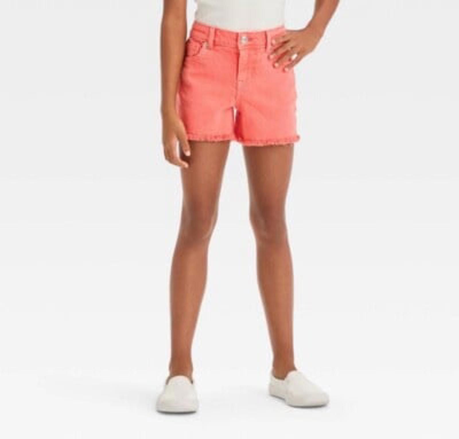 Other Cat & Jack Girls' Coral Frayed Hem Denim Shorts Size 8 Size 24" / US 00 / IT 34 - 1 Thumbnail