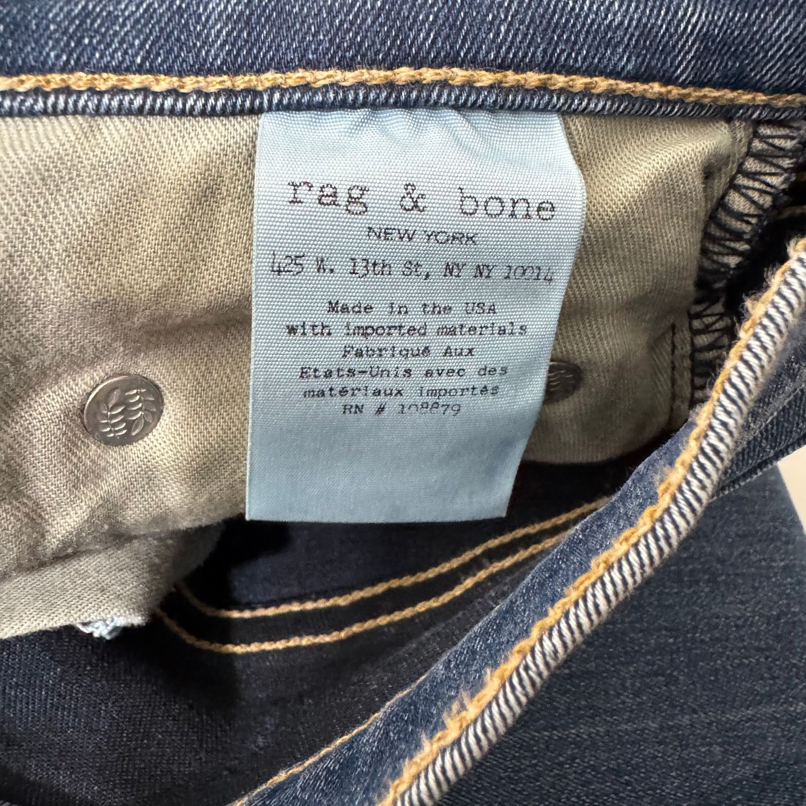 Rag & Bone Jean Mid Rise Boot Elma Womens Jeans Size 28