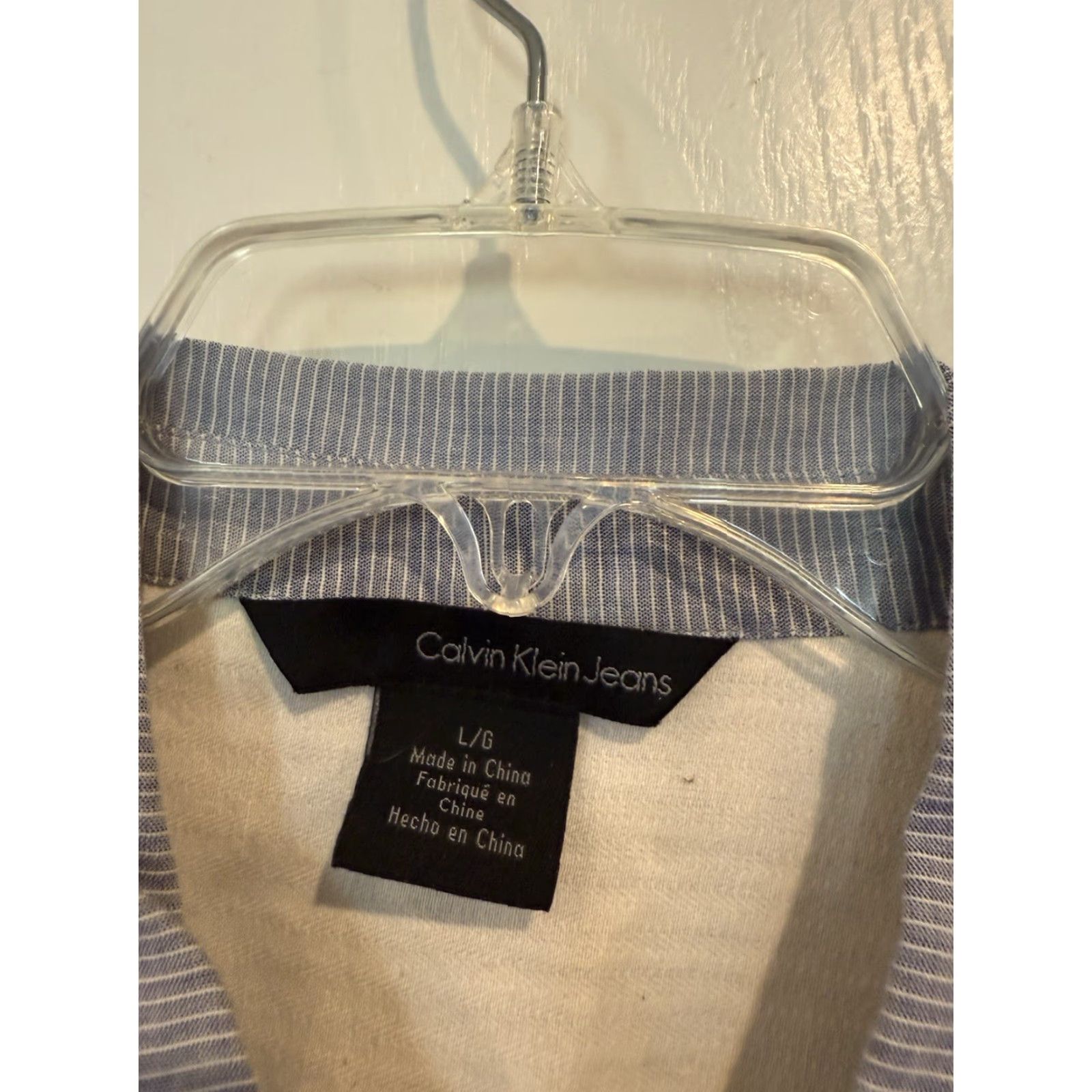 Calvin Klein Calvin Klein Blouse Women L Blue Pinstriped Long Sleeve Roll Tab Cotton Striped Jeans Shirt Large Womens Size L / US 10 / IT 46 - 2 Thumbnail