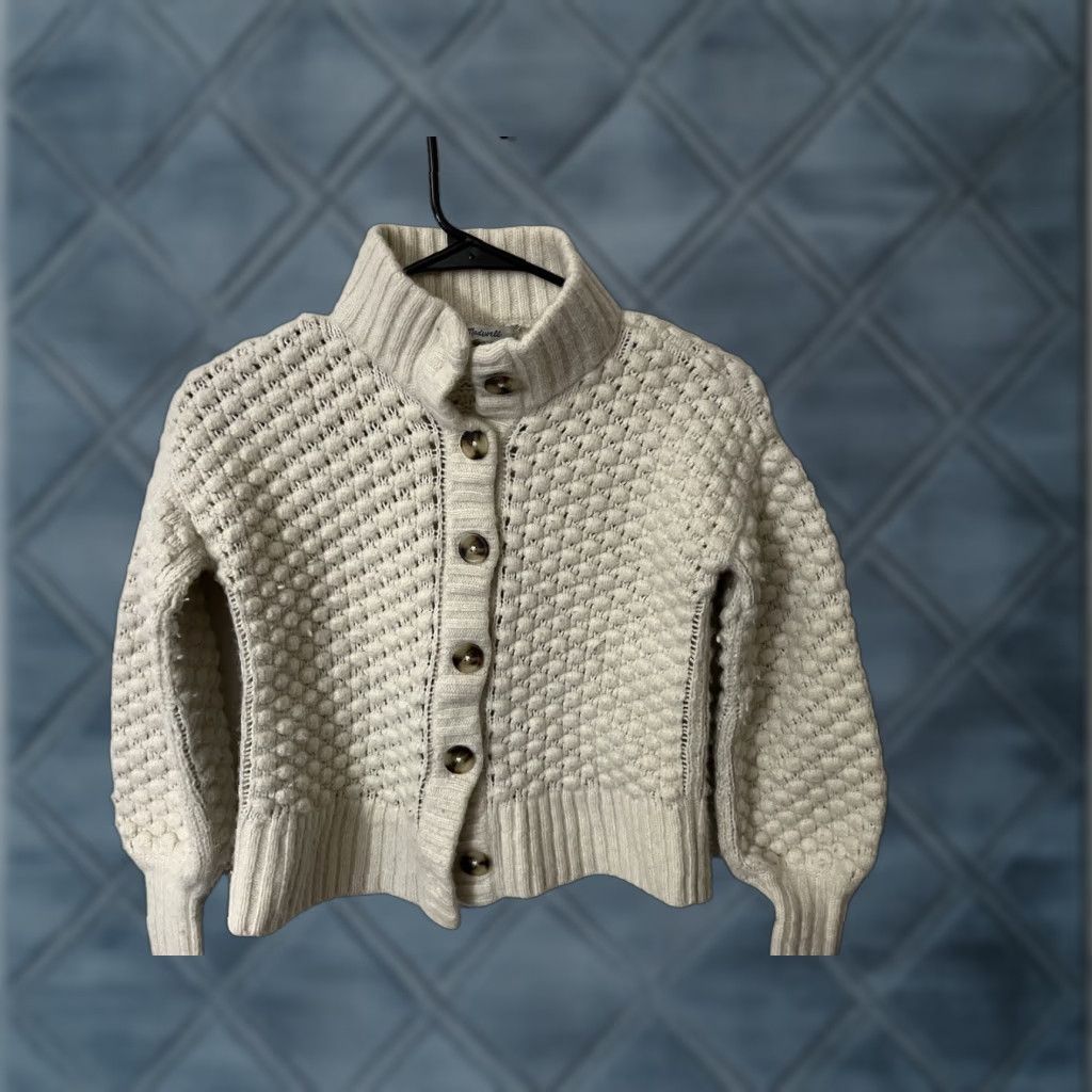 Madewell VINTAGE Madewell Sweater Cardigan Women XXS Cream Textured Knit Preppy School долг sleeve Size XXS / US 00 / IT 34 - 1 Thumbnail