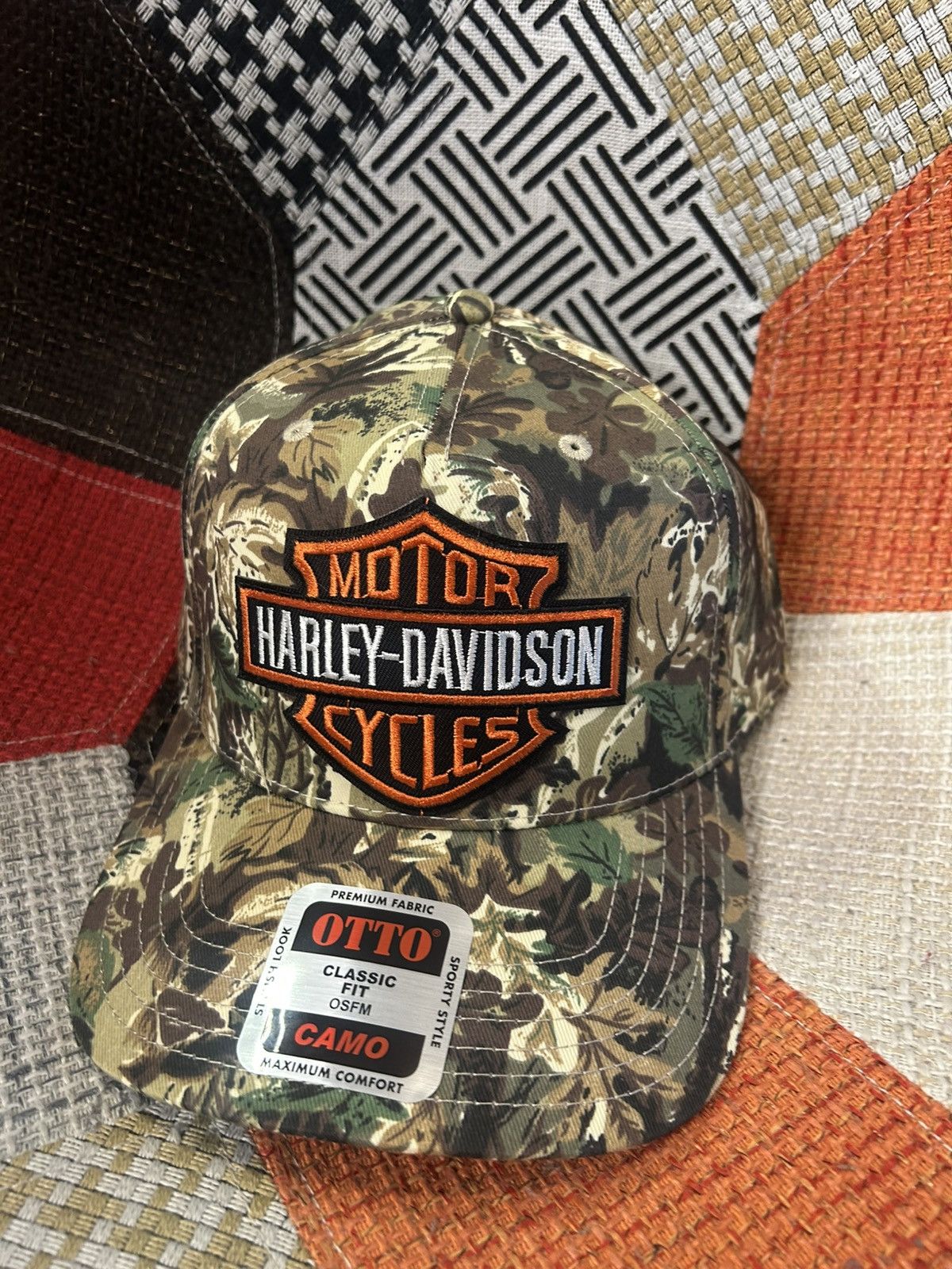 Vintage NEW HARLEY DAVIDSON CAMO BIKER HAT Size ONE SIZE - 2 Thumbnail