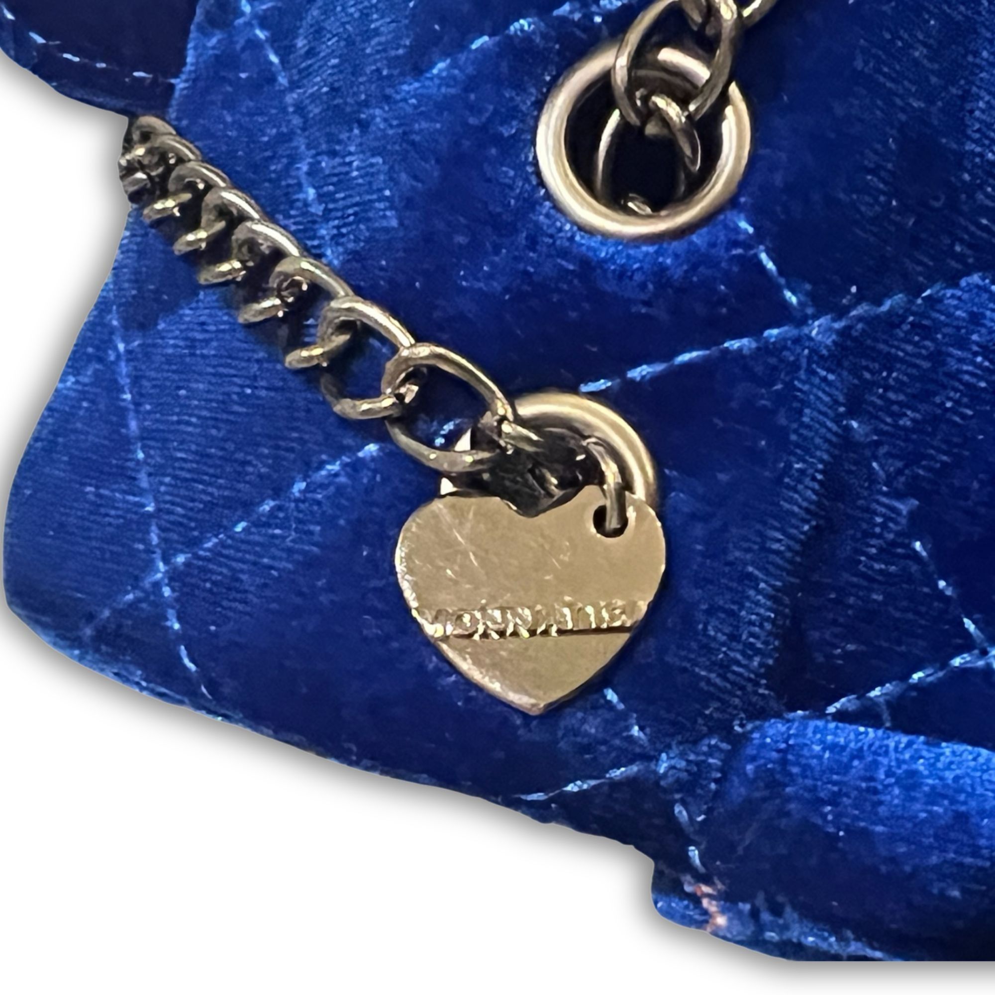 Other Blue Velvet Quilted Crossbody Handbag With Chain Strap & Gol Size ONE SIZE - 6 Thumbnail