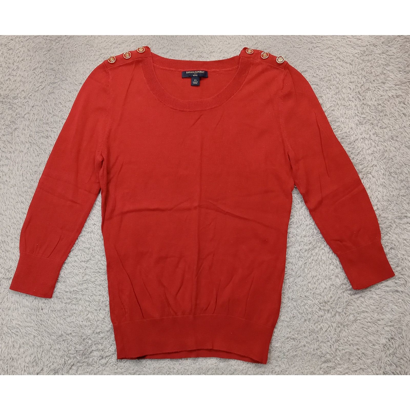 Banana Republic Banana Republic Sweater S Petite Women's Red Cotton Blend Size S / US 4 / IT 40 - 1 Thumbnail