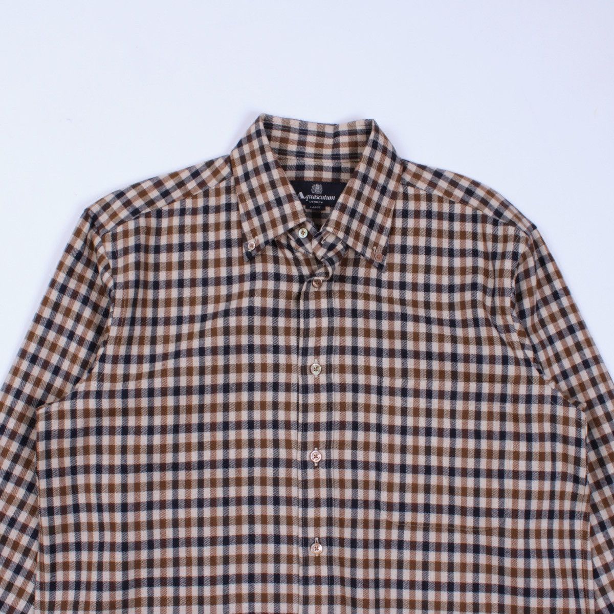Aquascutum × Vintage Aquascutum Vintage Wool Plaid Long Sleeve Button Shirt Size US L / EU 52-54 / 3 - 3 Thumbnail