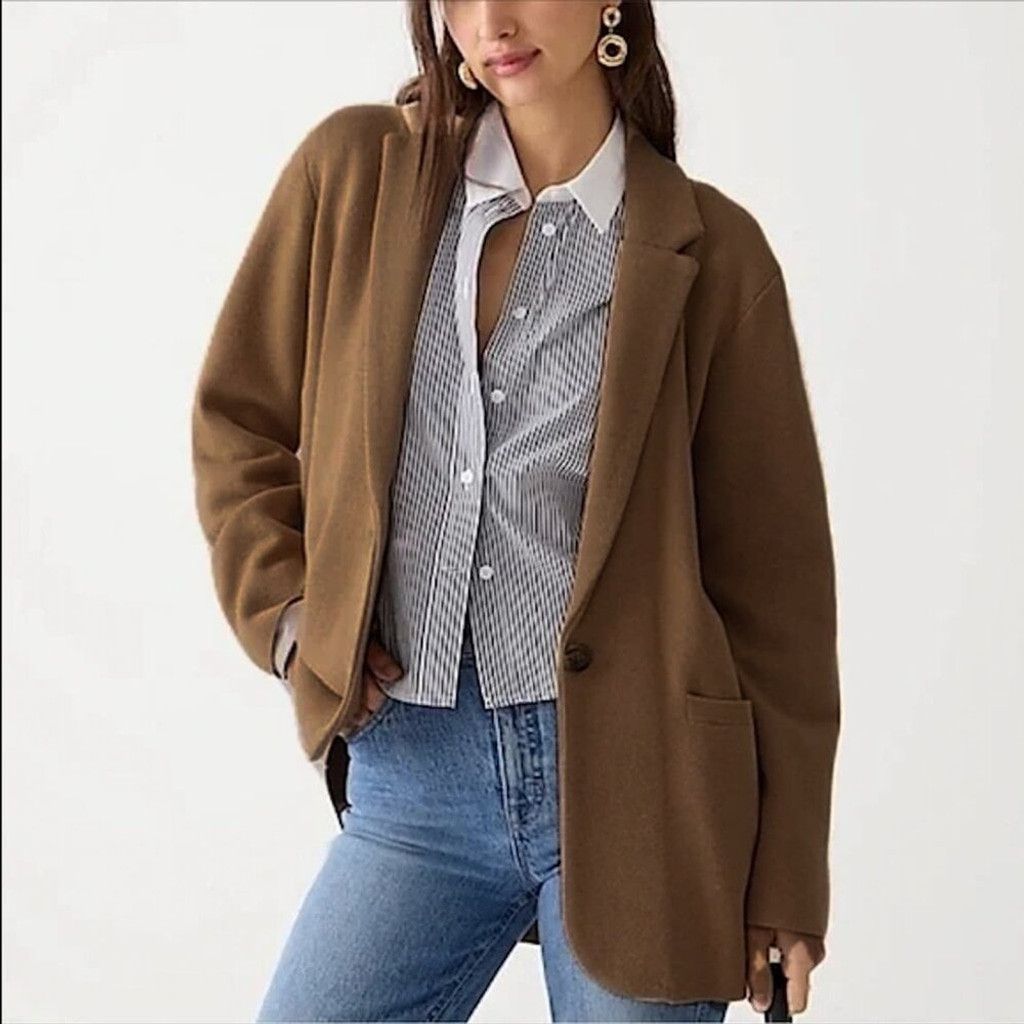 J.Crew J. CREW Cecile Heritage Merino Knit Brown Sweater Blazer XS Size XS / US 0-2 / IT 36-38 - 1 Thumbnail