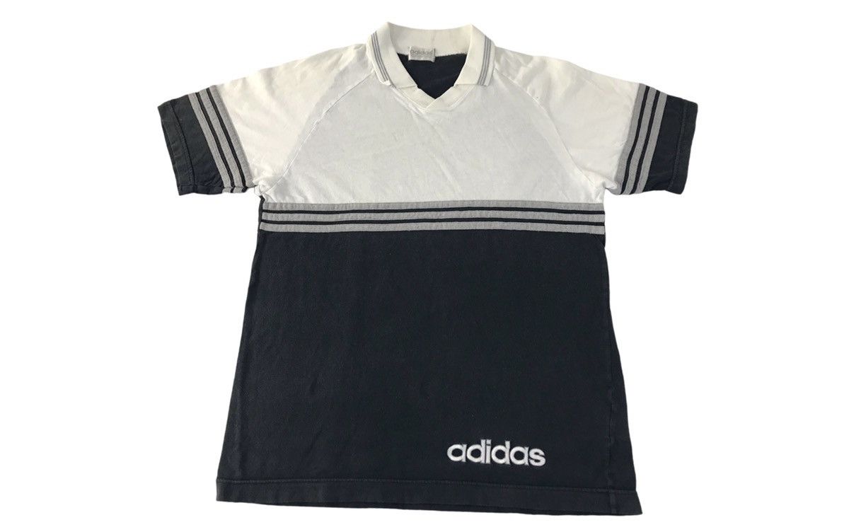 Adidas 90s Adidas Sportswear V Neck Striped Ringer Printed Tee Size US M / EU 48-50 / 2 - 1 Thumbnail