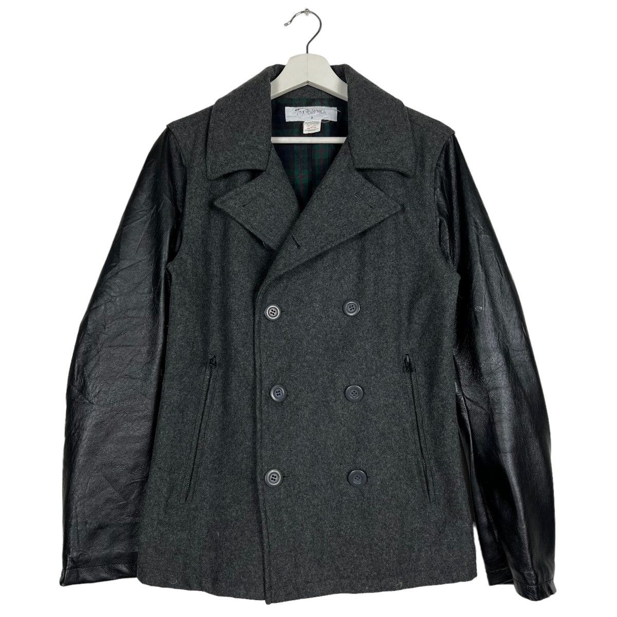 Japanese Brand 🔥 TOKISHIRAZU PEACOAT LEATJER SLEEVE Size US M / EU 48-50 / 2 - 2 Thumbnail