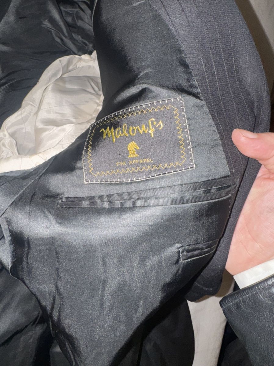 Canali Canali Black Pinstripe Wool Suit Jacket – Made in Italy 46L Size 46R - 4 Thumbnail