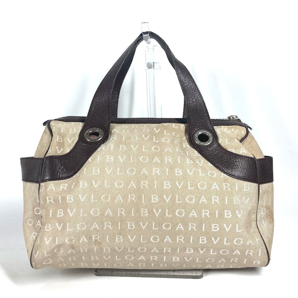Bvlgari Shawl Logomania Briefcase Mini Boston Bag Shoulder Leather/canvas Women Beige in Black