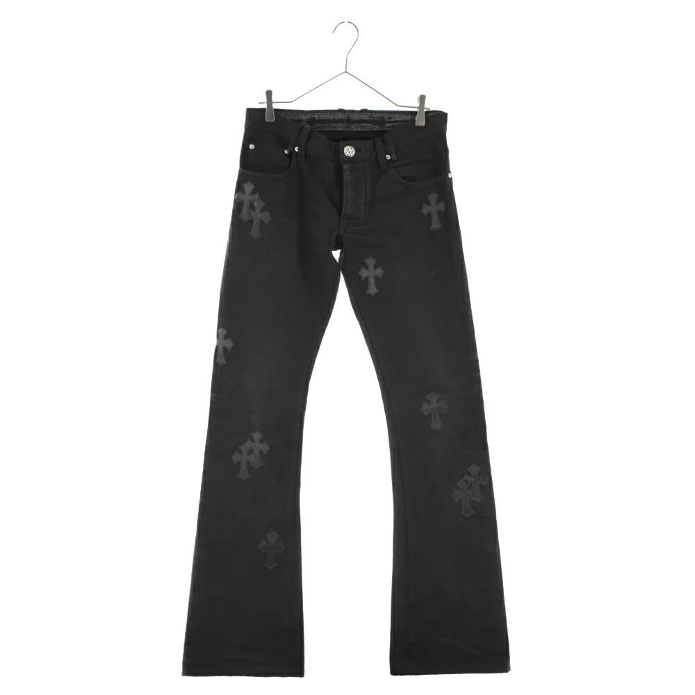 image of Chrome Hearts X Levi's Cross Patch Flare Jeans in Black, Men's (Size 31)