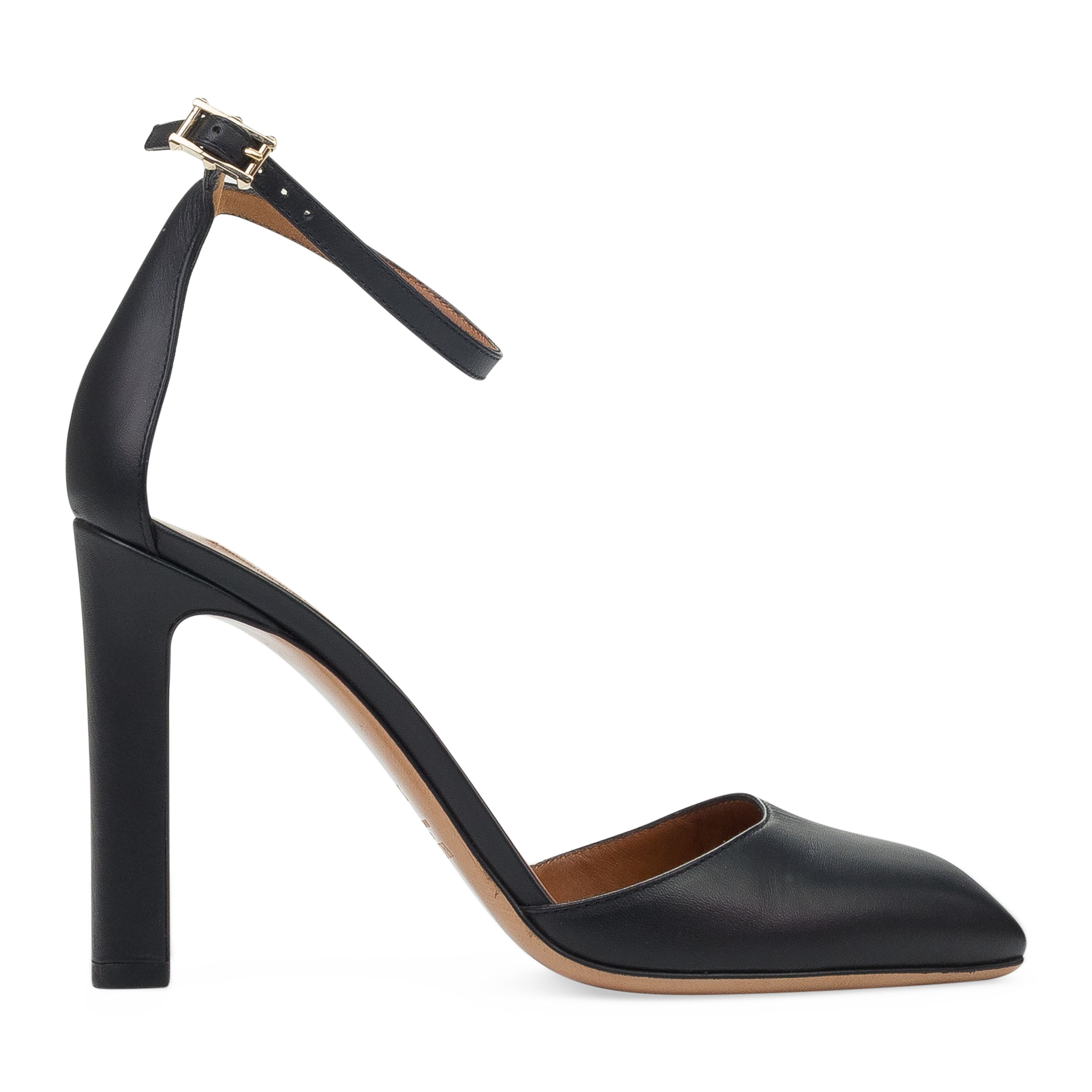 Valentino BLACK NERO SCARPE ANKLE STRAP SLIGHTLY SQUARED TOE HEELS SIZE 37.5