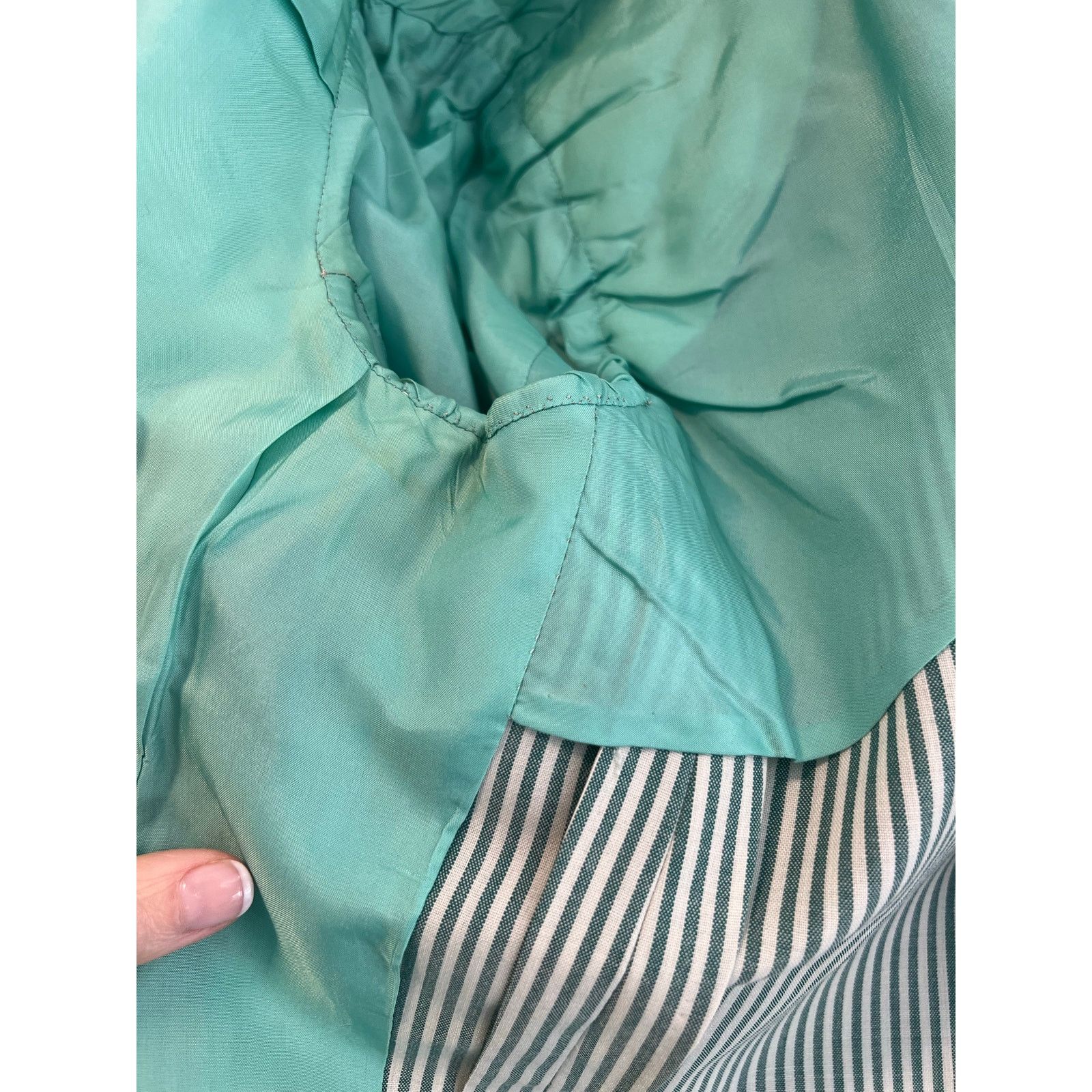 Hickey Freeman Hickey Freeman 3 Button Suit Jacket Green Pinstripe 44 Size 44R - 10 Thumbnail