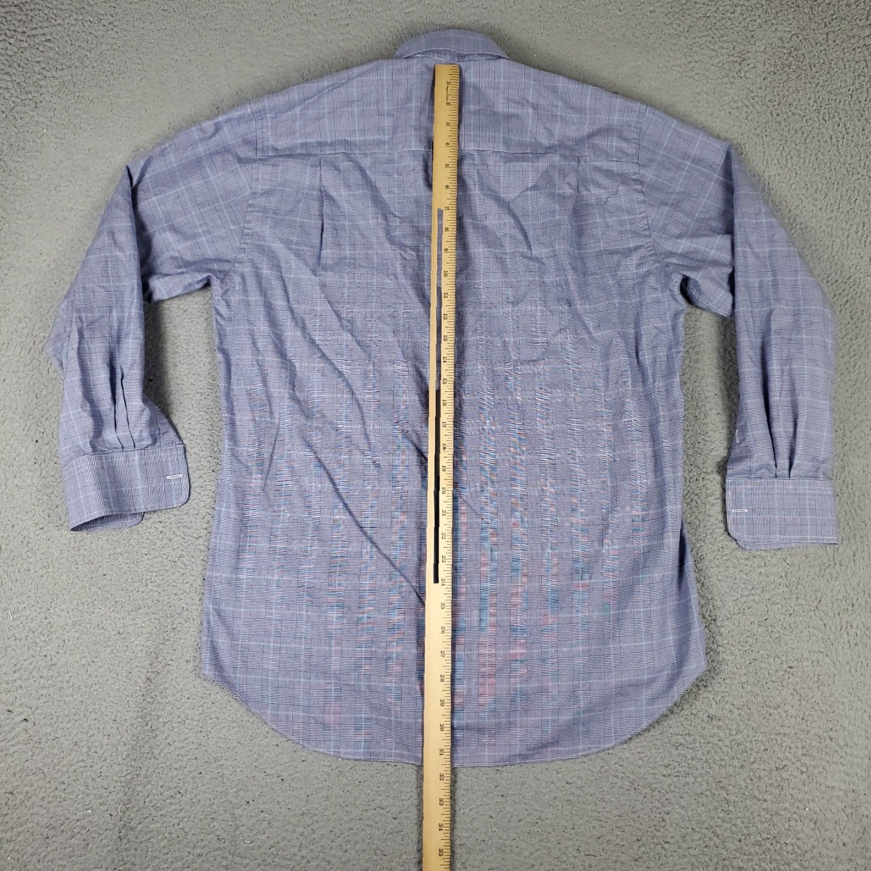 David Donahue VINTAGE David Donahue Dress Shirt Men 15.5 Long Sleeve Blue Plaid Business Casual Cotton Size 40R - 4 Thumbnail