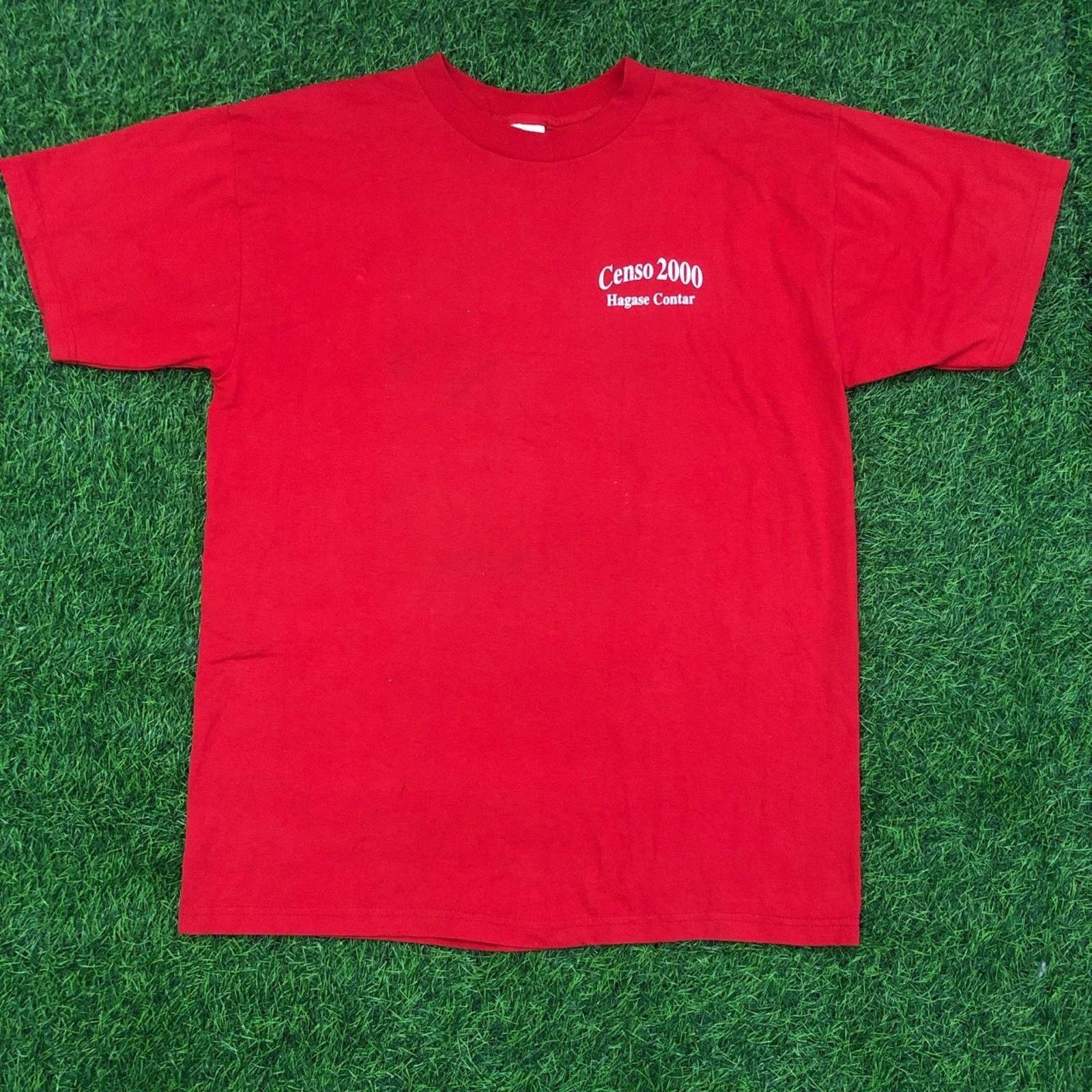 Fruit Of The Loom Men’s Red ‘Censo 2000 Hagase Contar’ Spanish Y2K Graphic Tee Size US L / EU 52-54 / 3 - 1 Thumbnail