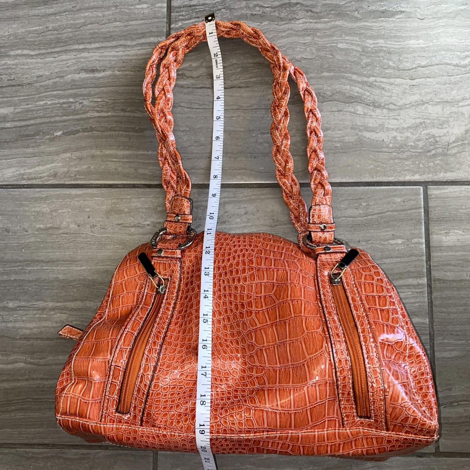 Fratelli Rossetti Rossetti Orange Faux Croc Skin Shoulder Bag Size ONE SIZE - 2 Thumbnail