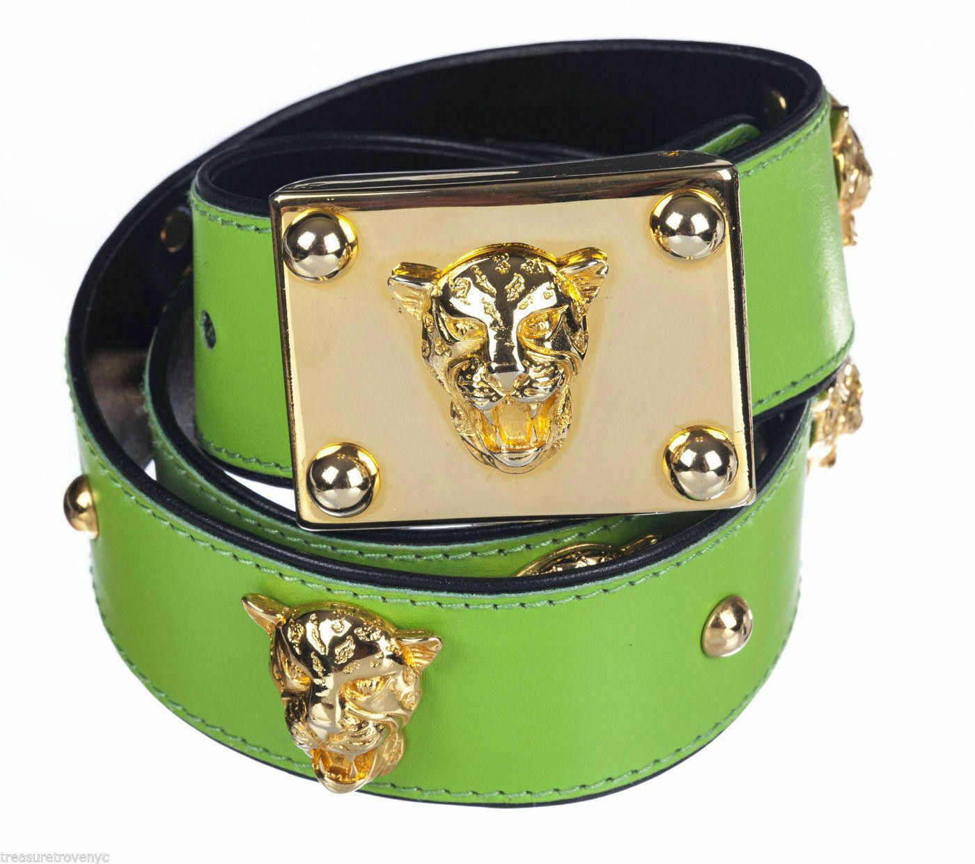 Escada GREEN LEATHER W PANTHER GOLD TONE DETAILING-MADE IN GERMANY Size ONE SIZE - 1 Thumbnail