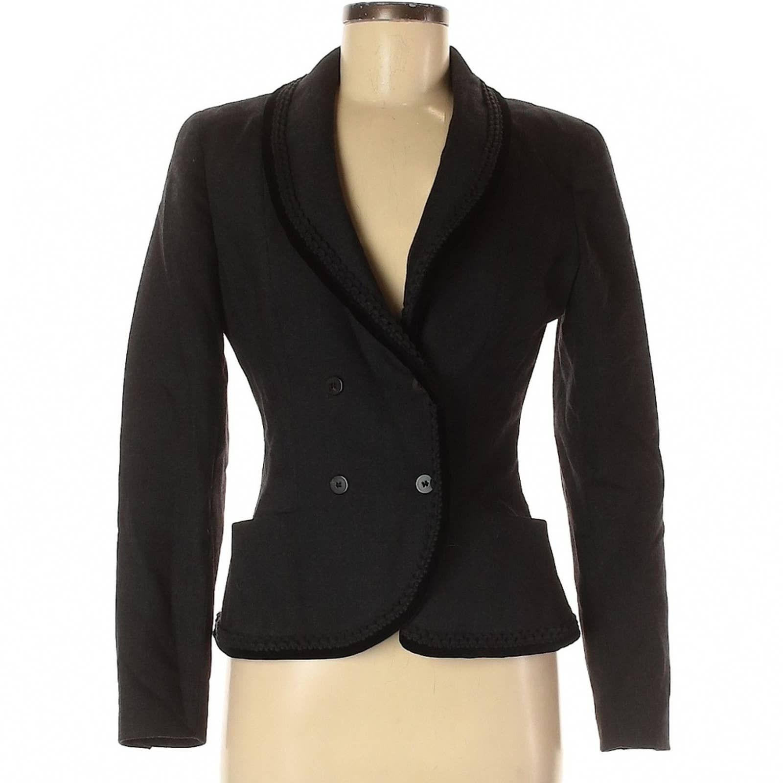 image of Blumarine Designer Anthracite Gray Virgin Wool Blazer in Grey, Women's (Size Medium)