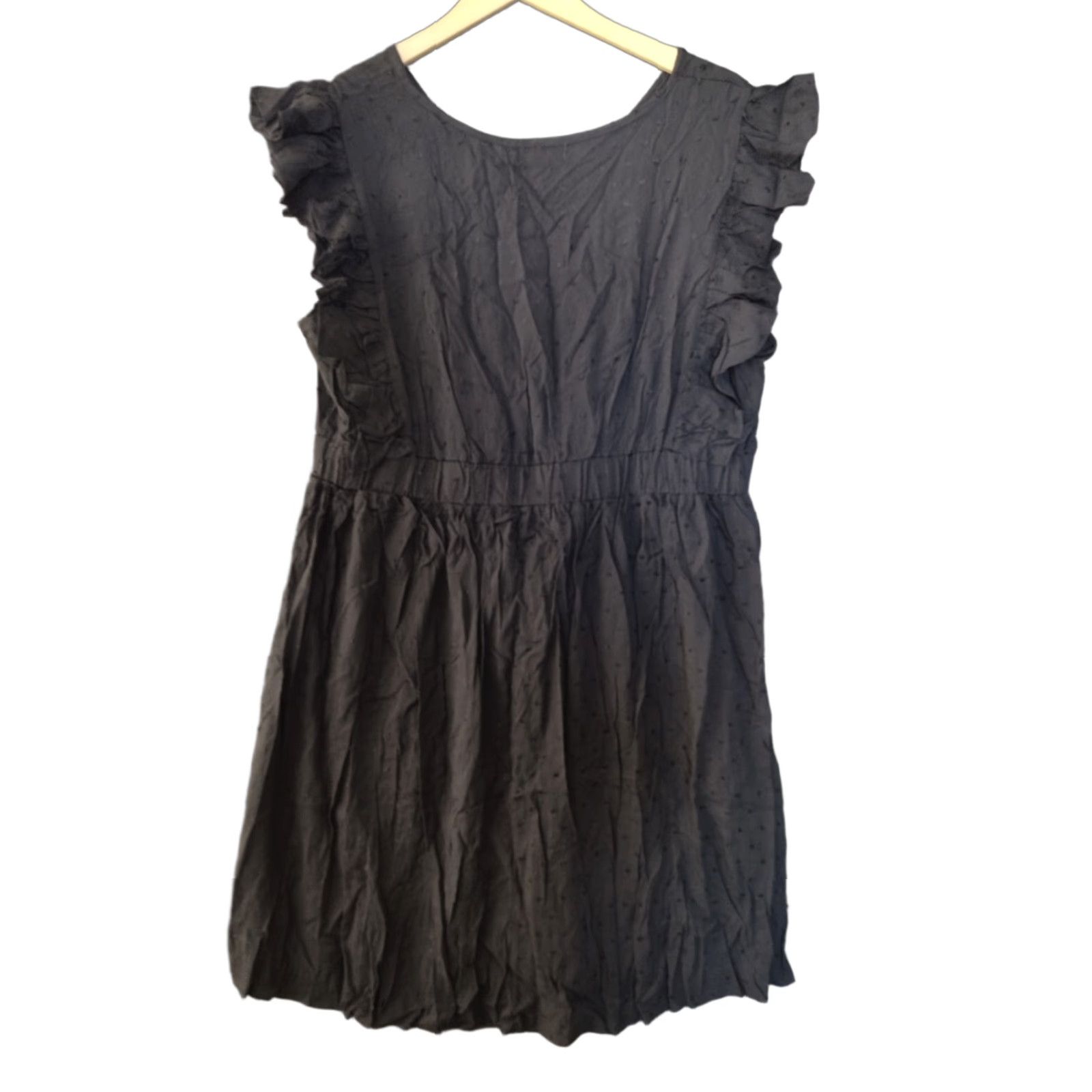 Vintage SOLERSUN Dress Womens XL Black Eyelet V Neck Ruffle Sleeveless A Line Size XL / US 12-14 / IT 48-50 - 1 Thumbnail