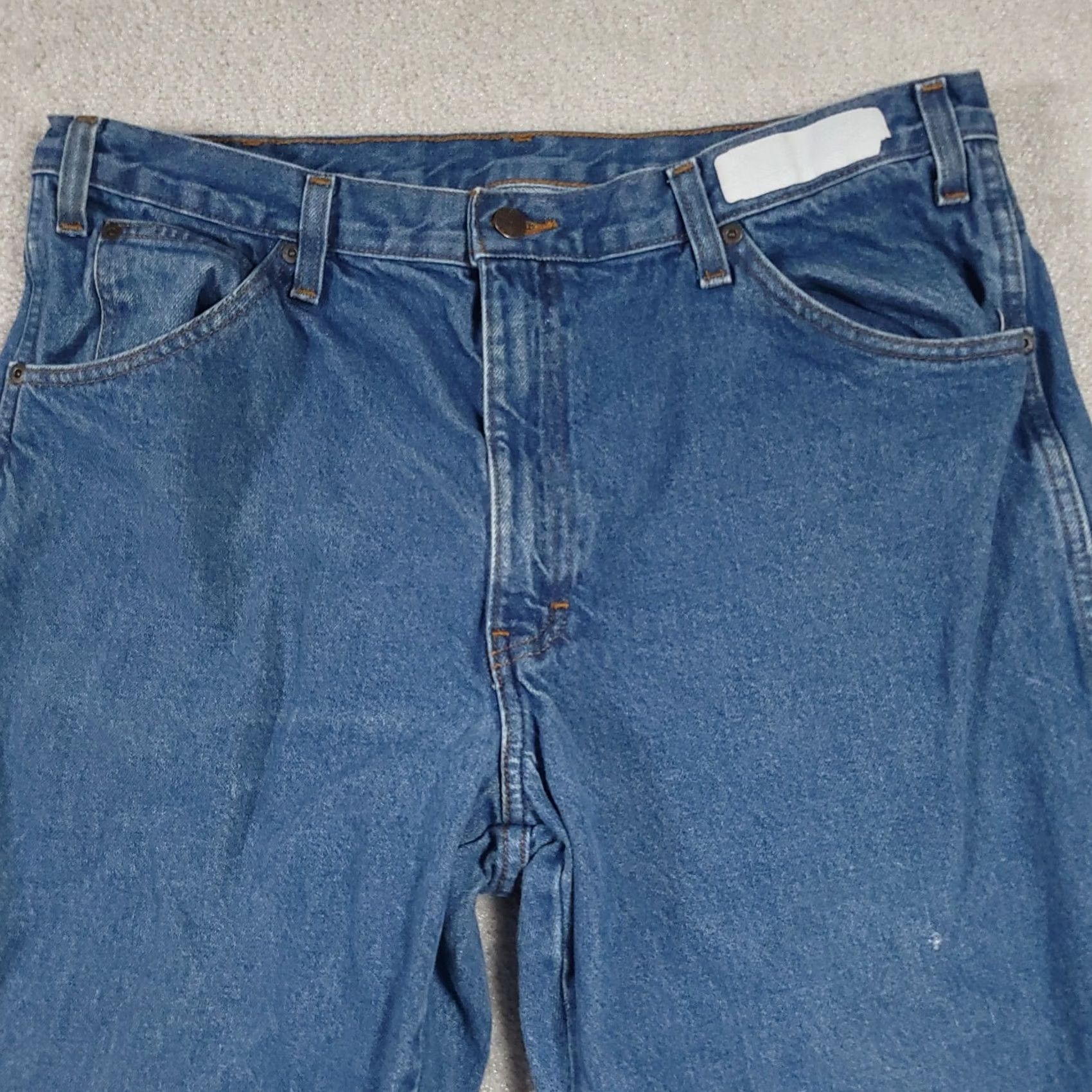 Dickies Dickies Jeans Mens 38x34 Blue Denim 100% Cotton Medium Wash Straight Leg Rise Mid 10-12in 5-Pocket Belt Loops Regular Fit Vintage No N/A Size US 38 / EU 54 - 3 Thumbnail