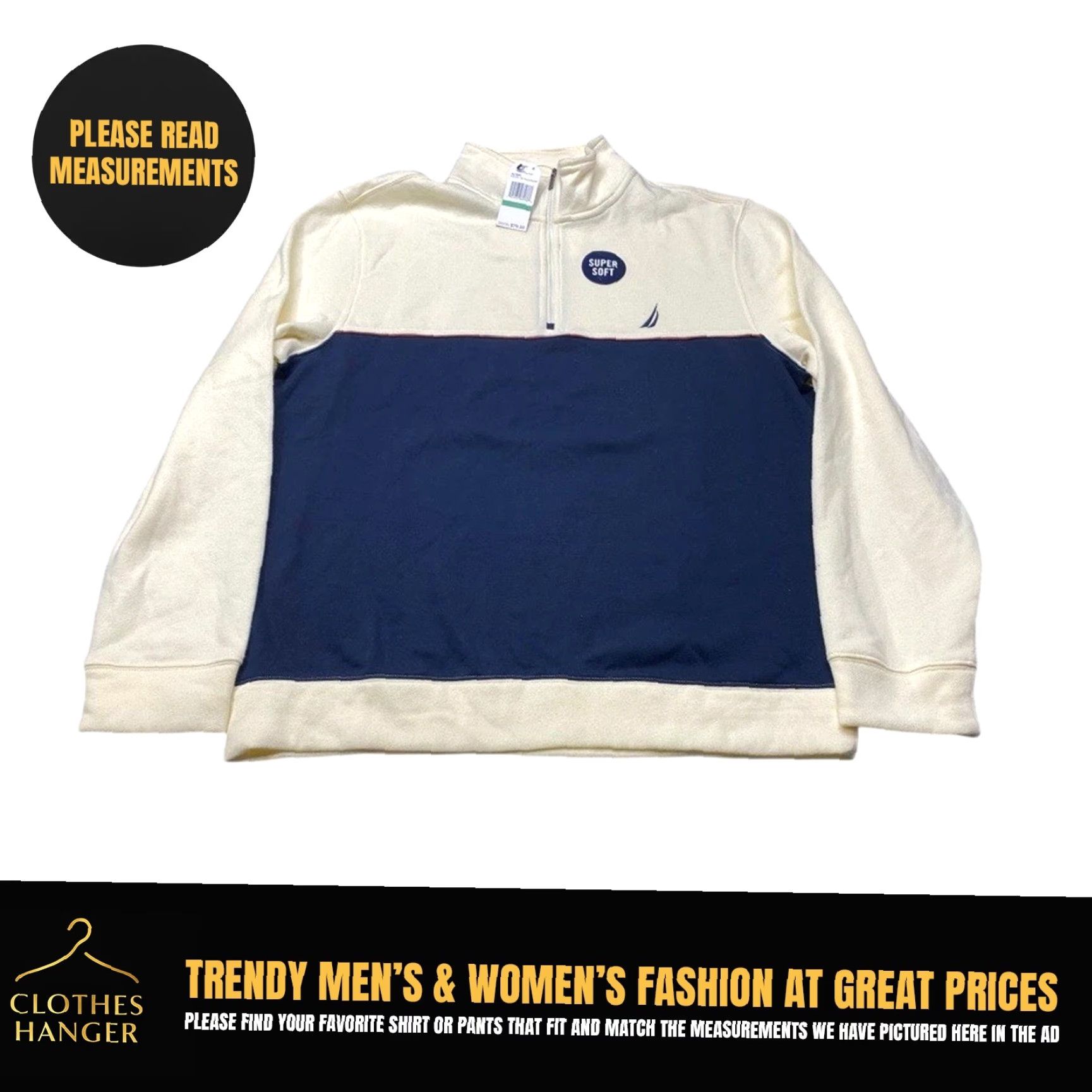 Nautica Nautica 1/4 Zip Sweater Pullover Mens L Blue Cream Stripe New NWT 8091 Size US L / EU 52-54 / 3 - 2 Thumbnail