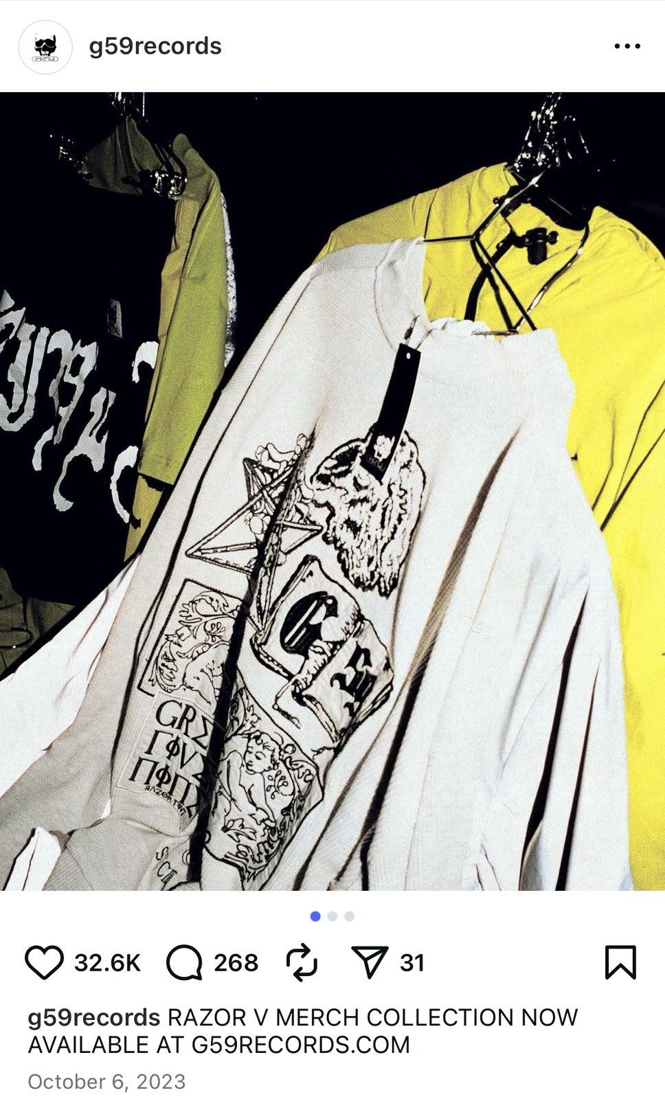 G59 Records 2023 $uicideboy$ OCCULT ESOTERiC OATMEAL MÉLANGE HENLEY Size US XL / EU 56 / 4 - 22 Thumbnail