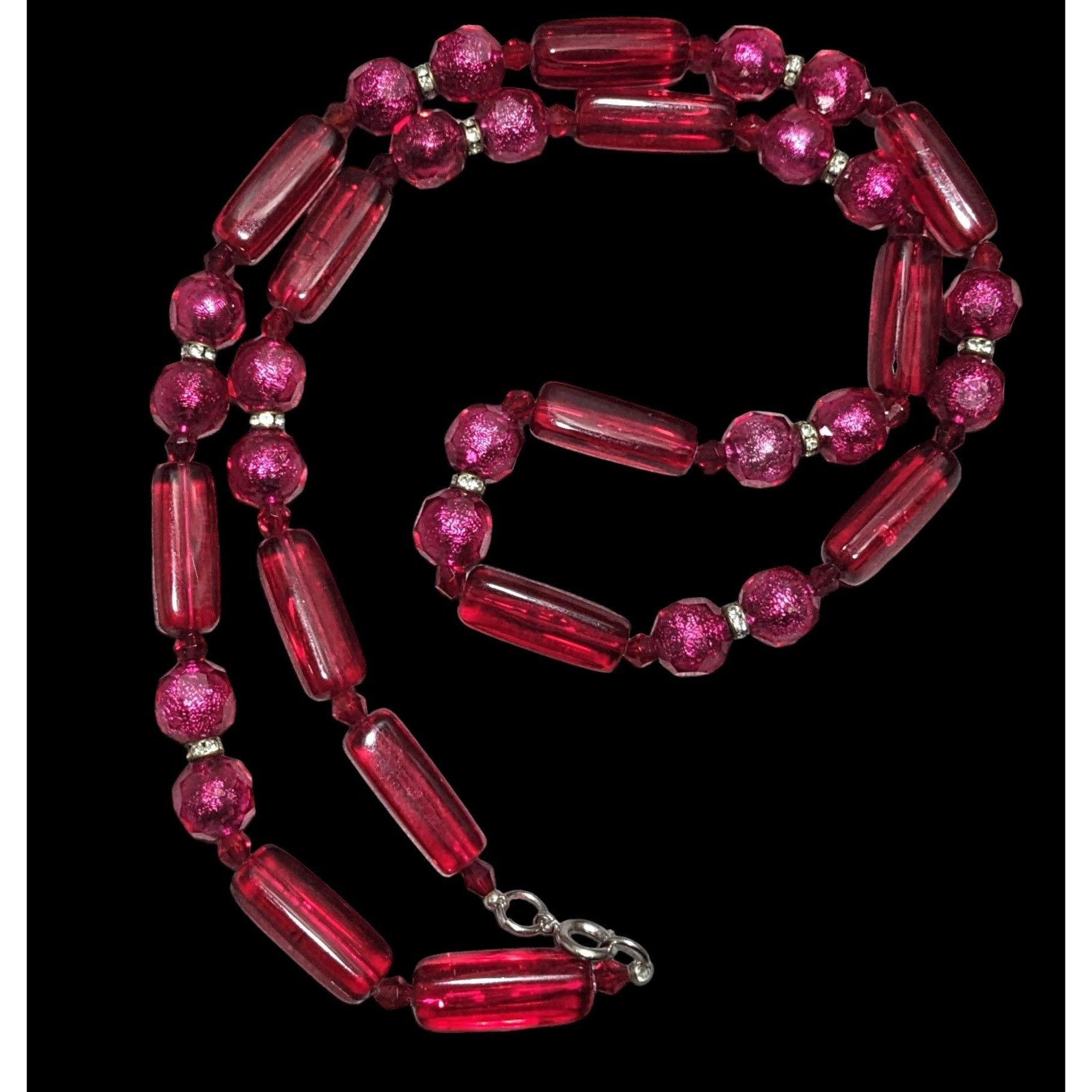 Other Vintage Pink And Red Beaded Statement Necklace Size ONE SIZE - 1 Thumbnail