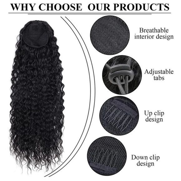 Other 22 Inches Synthetic Long Curly Black Hair Extension Size ONE SIZE - 9 Thumbnail