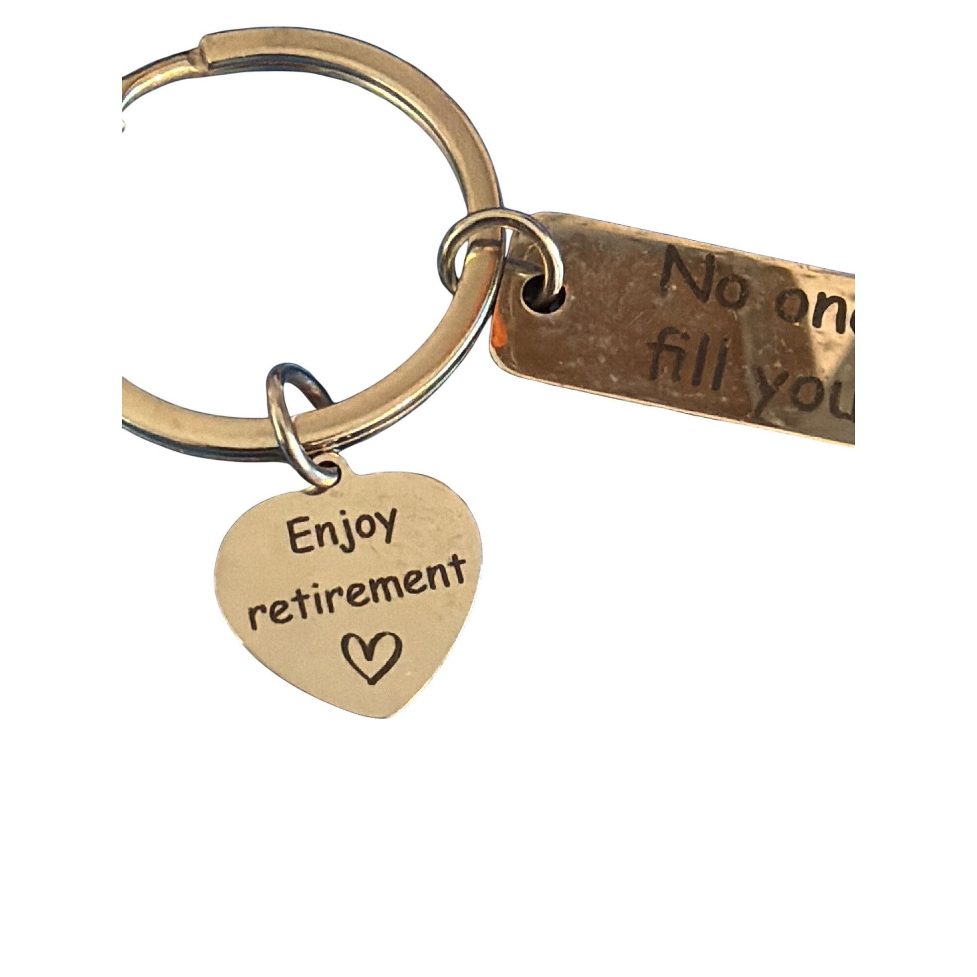 Other Silver Tone Retirement Keychain Heart Engraved Bar No One Ev Size ONE SIZE - 2 Thumbnail