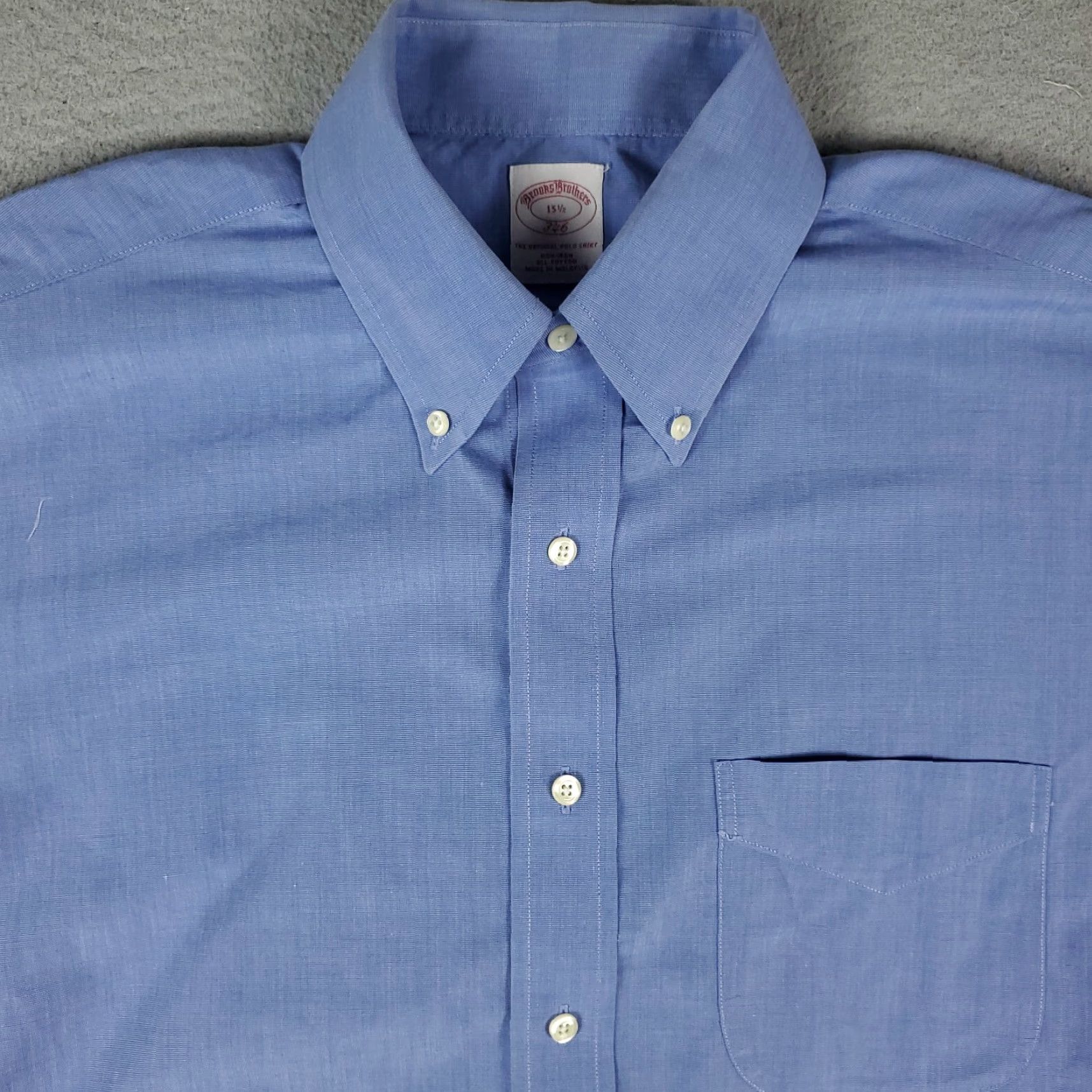 Brooks Brothers VINTAGE Brooks Brothers Men’s Dress Shirt Size 15.5 Blue Cotton Short Sleeve Business Casual Formal Wedding Size 40R - 2 Thumbnail