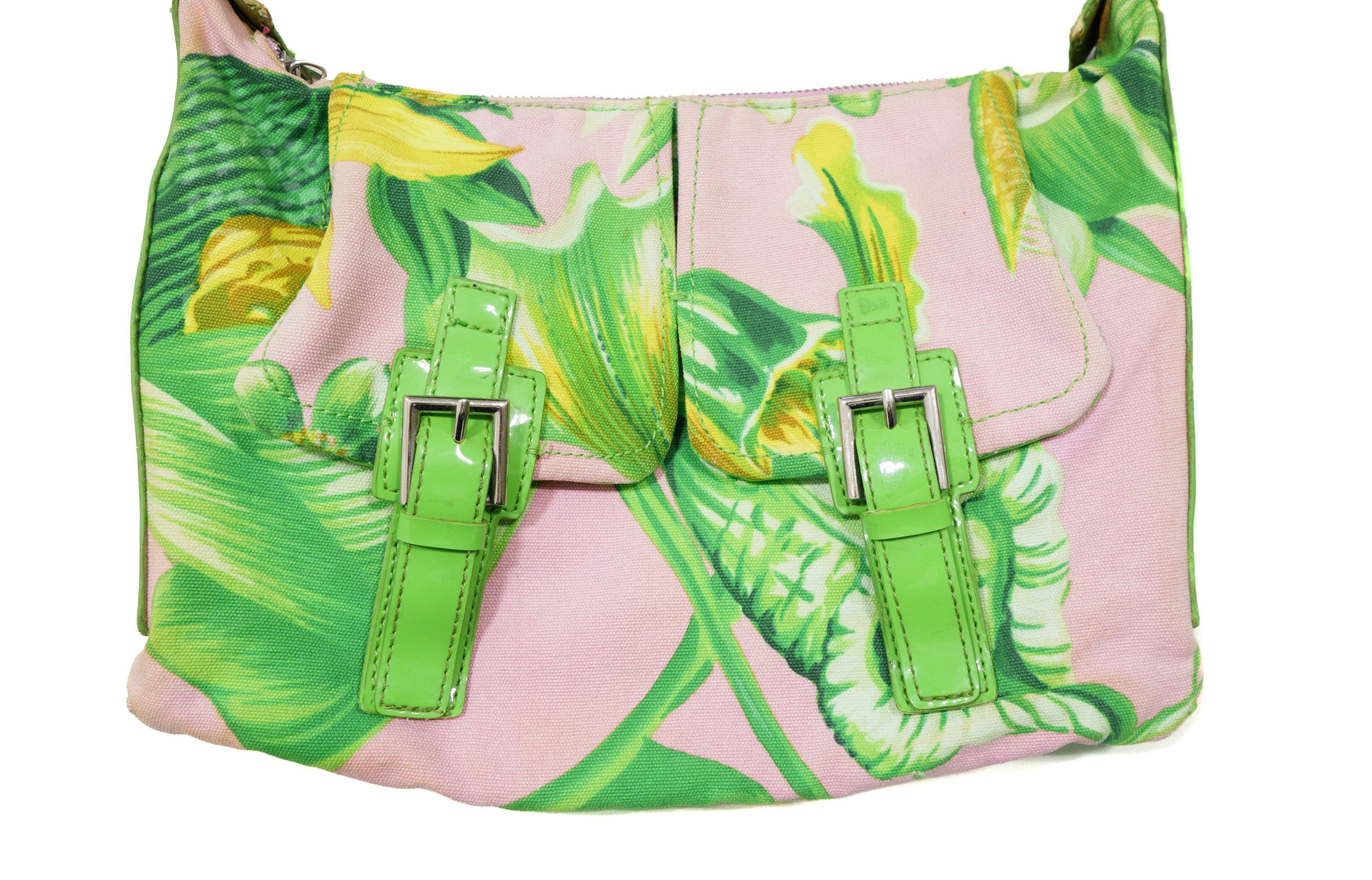Versus Versace Y2K Tropical Floral Print Canvas Shoulder Bag 00s Size ONE SIZE - 3 Thumbnail