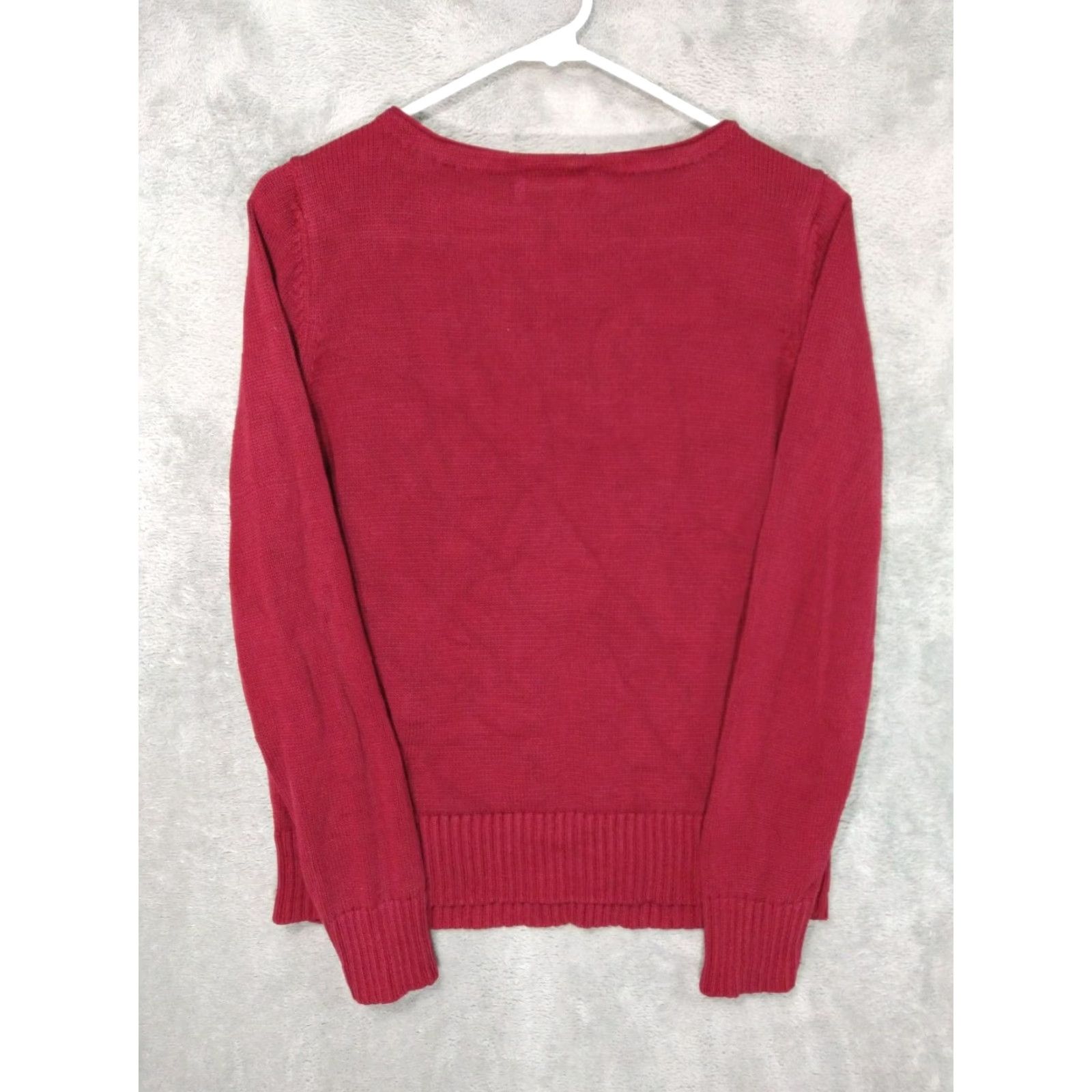 Talbots Talbots Sweater Womens Medium Red Floral Silk Pullover Round Neck Long Sleeve Classic Size M / US 6-8 / IT 42-44 - 2 Thumbnail