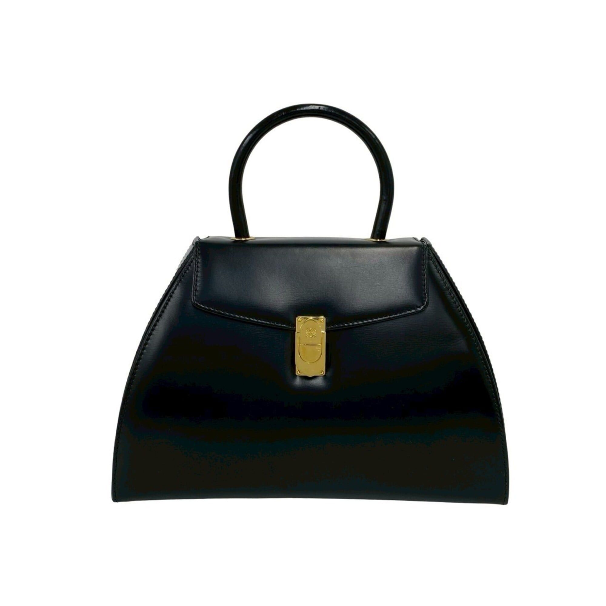 Loewe LOEWE Vintage Anagram Logo Hardware Calf Leather Handbag Mini Tote Bag Black 63974 Size ONE SIZE - 1 Thumbnail