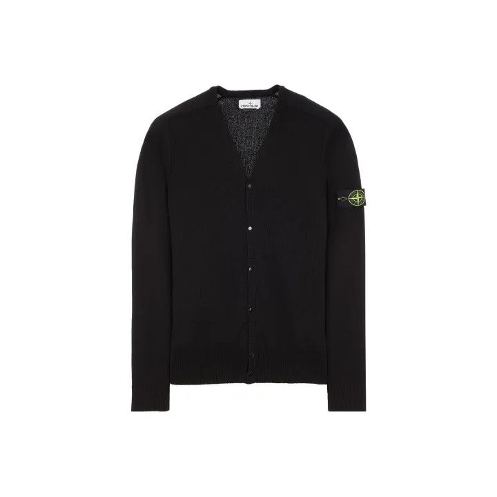 Stone Island Black V-Neck Knit Sweater