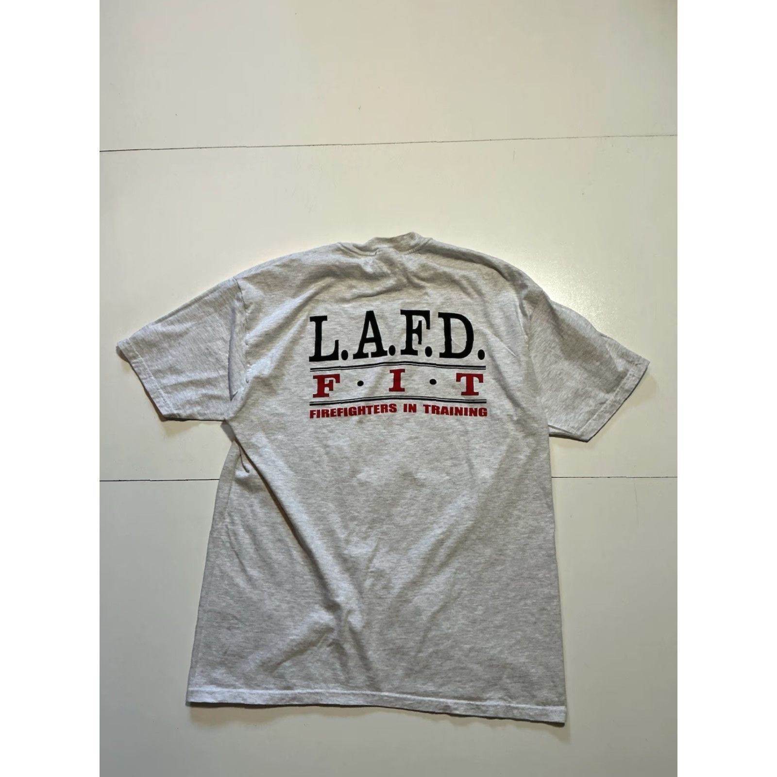 Hanes VINTAGE LAFD T-Shirt Hanes Gray XL Firefighters Training Graphic Mens Size US XL / EU 56 / 4 - 3 Thumbnail
