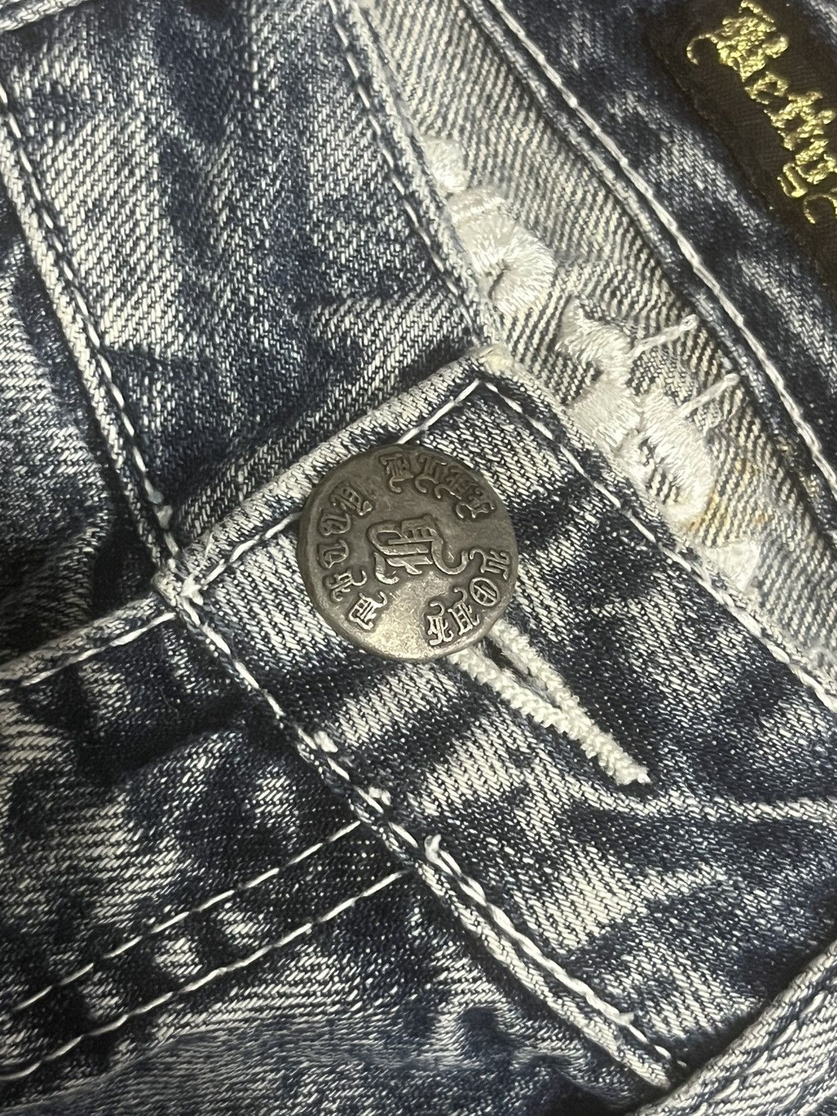Hysteric Glamour Betty Blue Love Big Slogan Distressed Blue Cracked Jeans Size 30" / US 8 / IT 44 - 5 Thumbnail